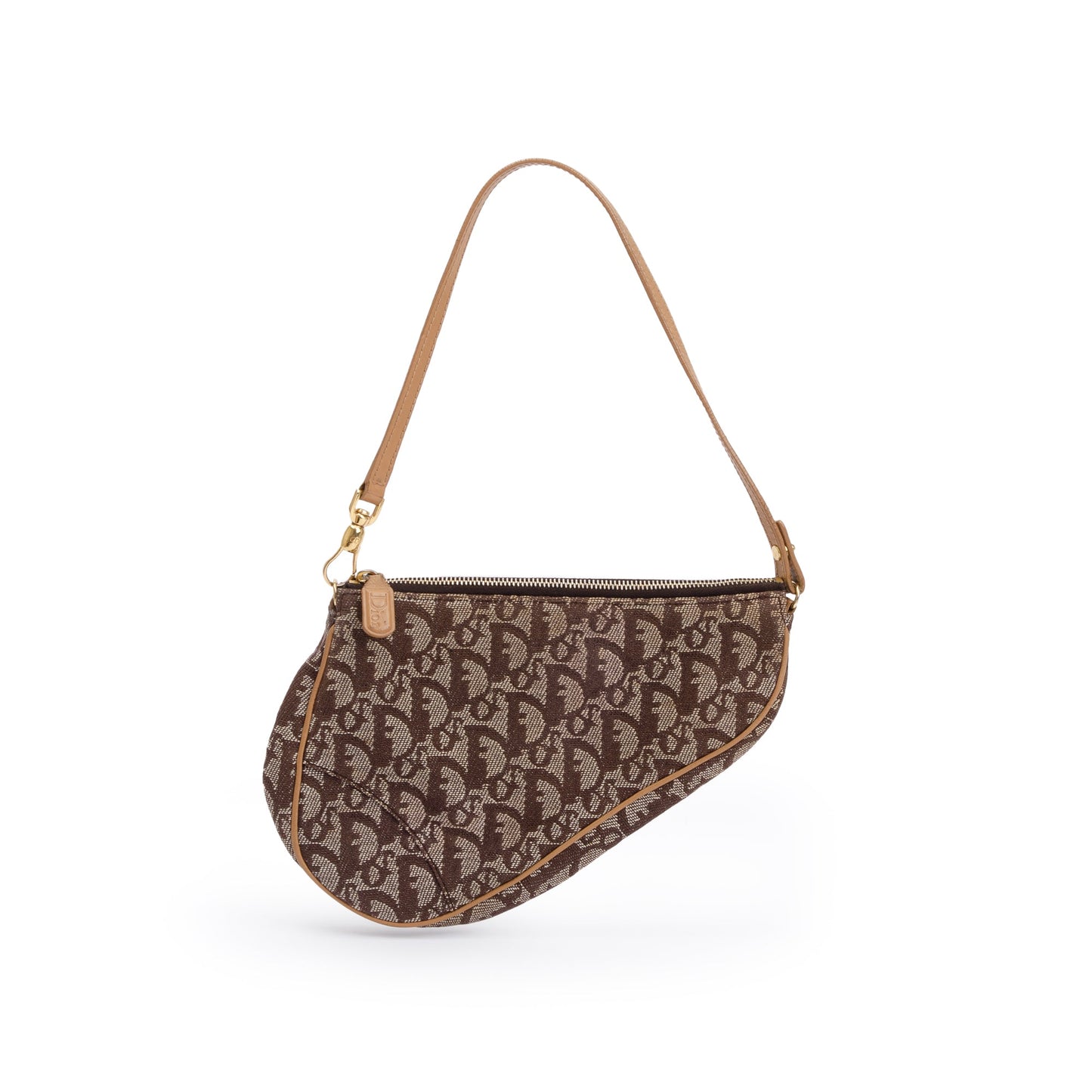 Dior Christian Saddle Pochette Handbag Monogram Brown Travel Bag