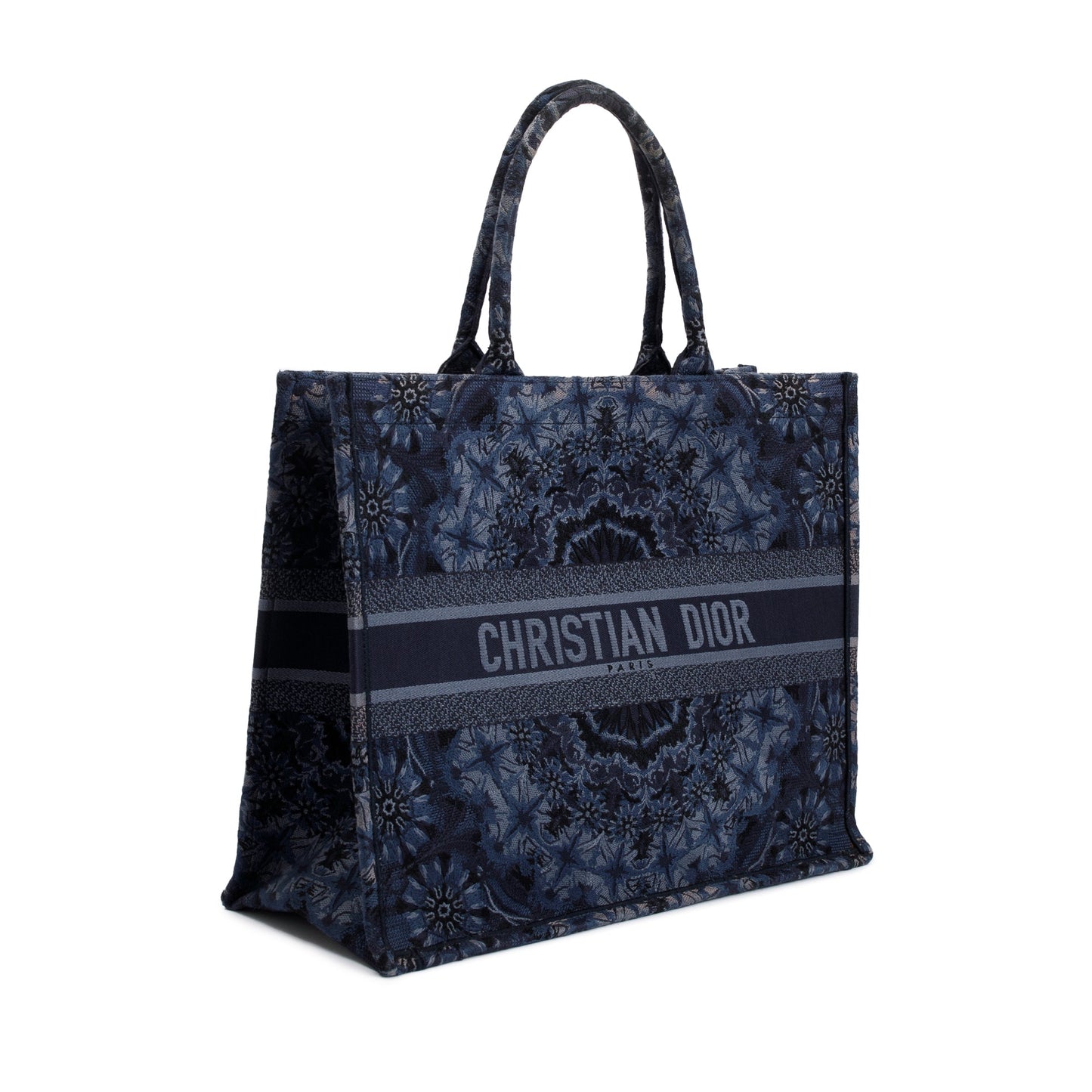 Dior Christian Navy Kalei scopic Embroidery Book Tote Large Tote Bag