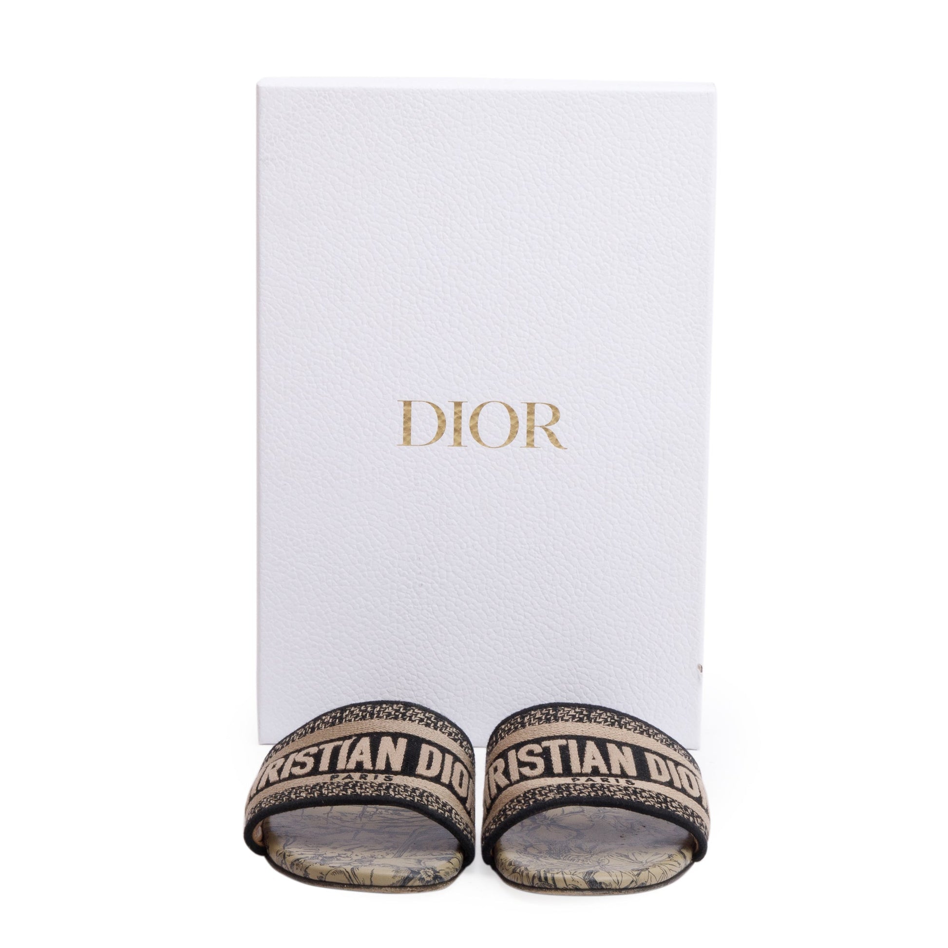 Dior Christian Neutral Navy Embroidered Cotton Dway Slide, Travel Bag