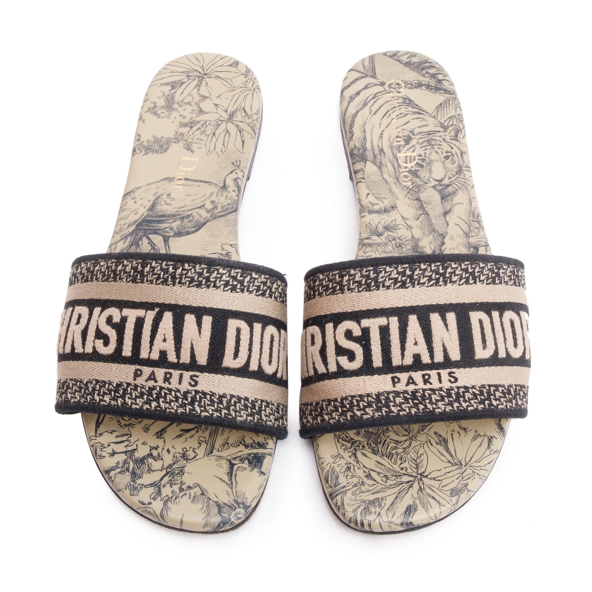 Dior Christian Neutral Navy Embroidered Cotton Dway Slide, Travel Bag