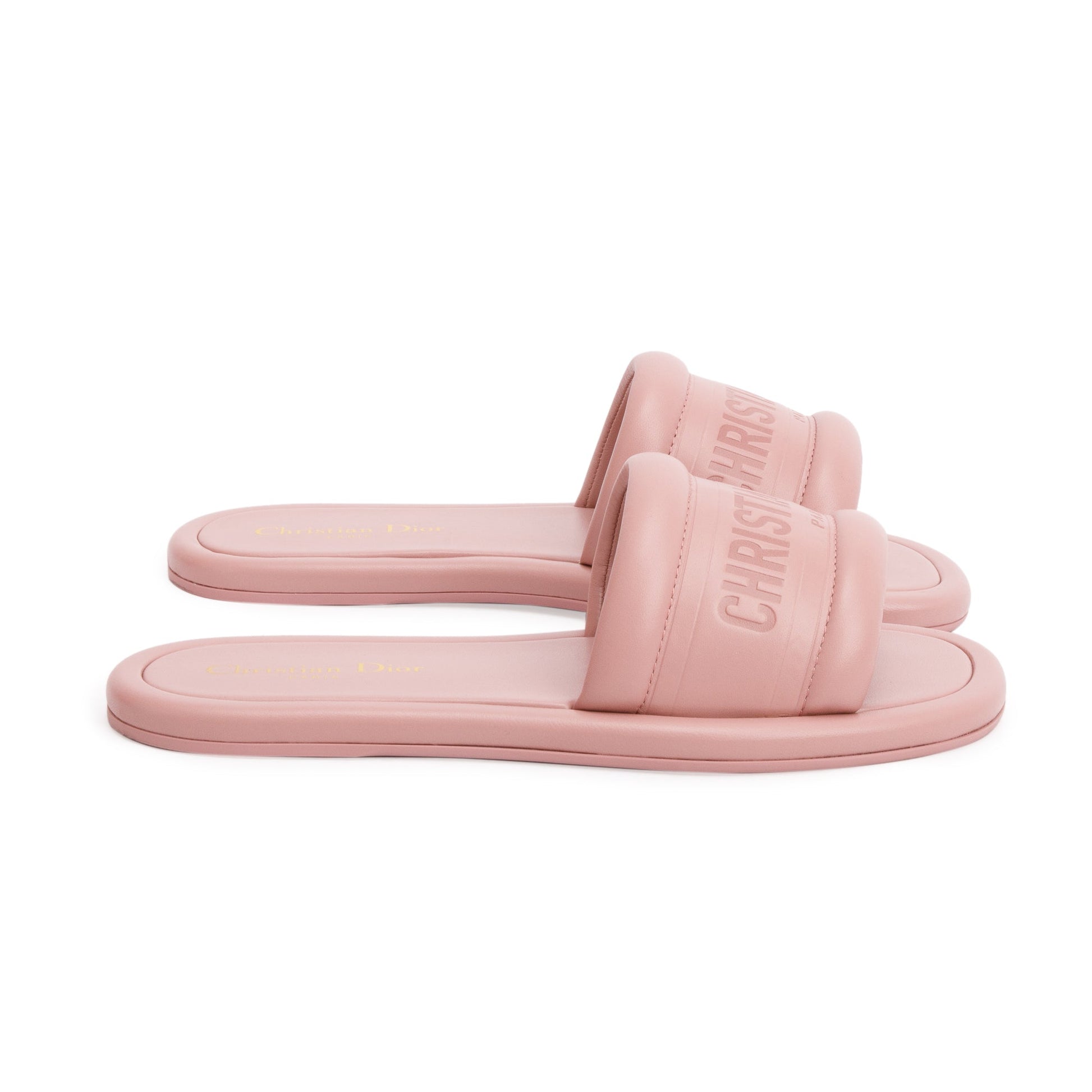 Dior Christian Embossed Lambskin Every D Slide, Size Leather Pink Travel Bag