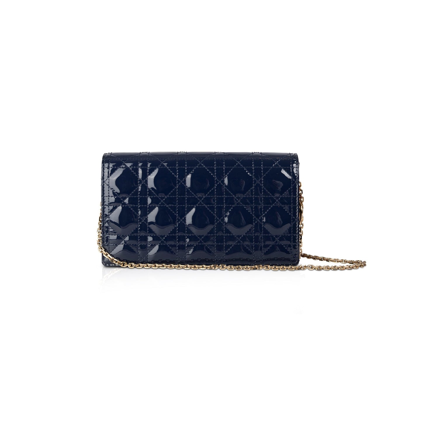 Dior Christian Patent Cannage Lady Pouch Handbag Leather Chain Travel Bag
