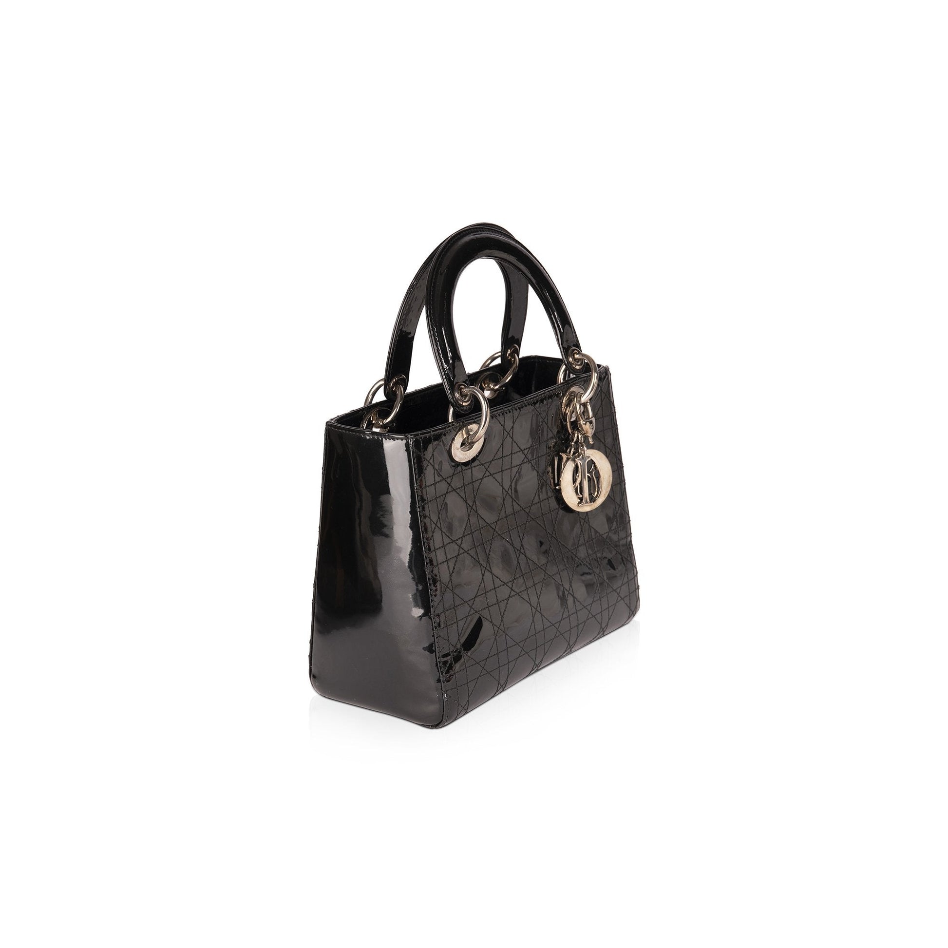 Dior Christian Patent Lady Bag Leather Medium Travel Bag