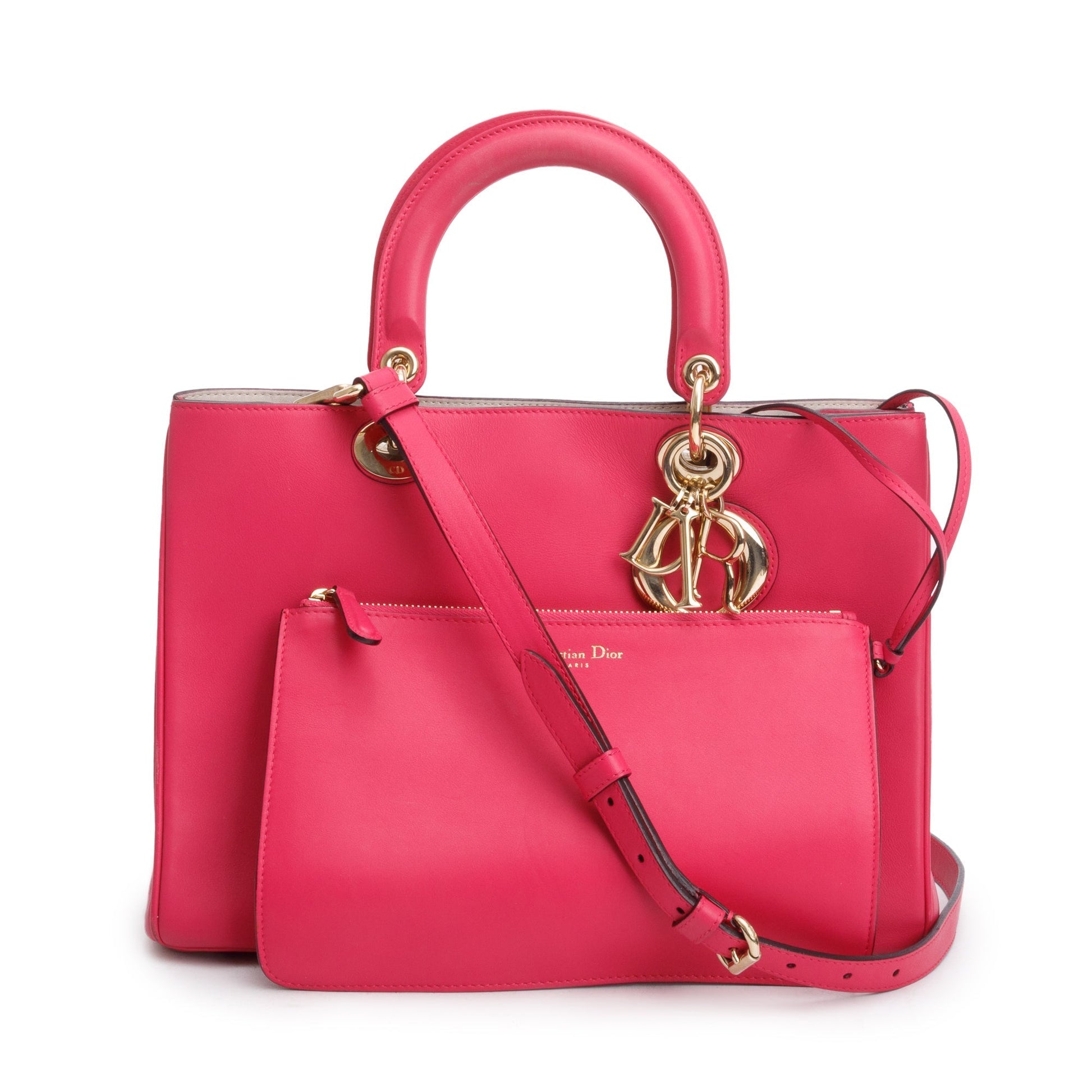 Dior Christian Calfskin issimo Tote Handbag Leather Pink Tote Bag