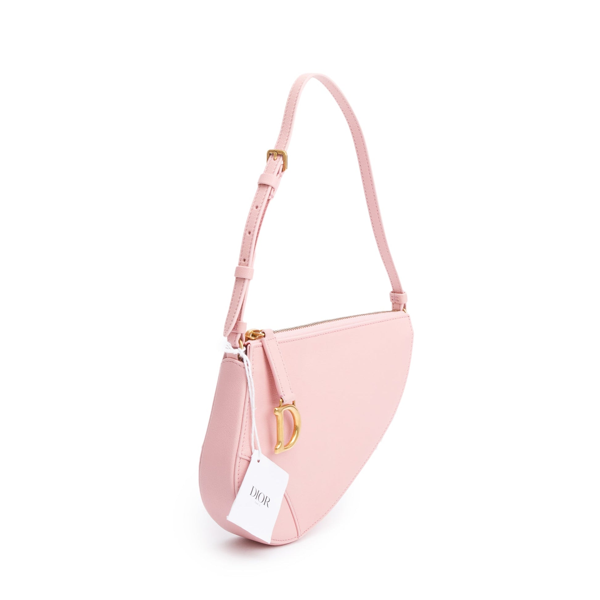 Dior Christian Calfskin Saddle Rodeo Pouch Handbag Leather Pink Travel Bag