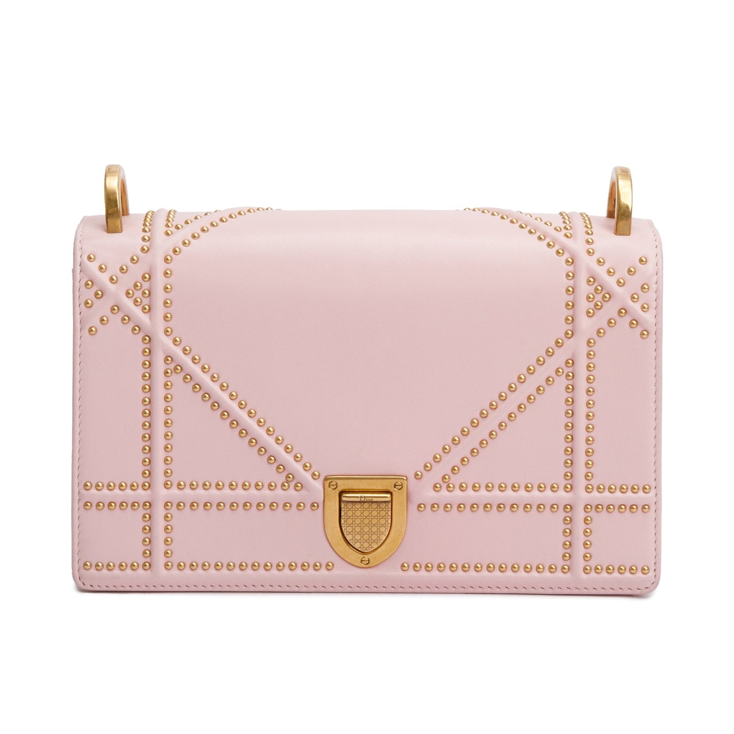 Dior Christian Calfskin Studded ama Flap Bag Leather Pink Travel Bag