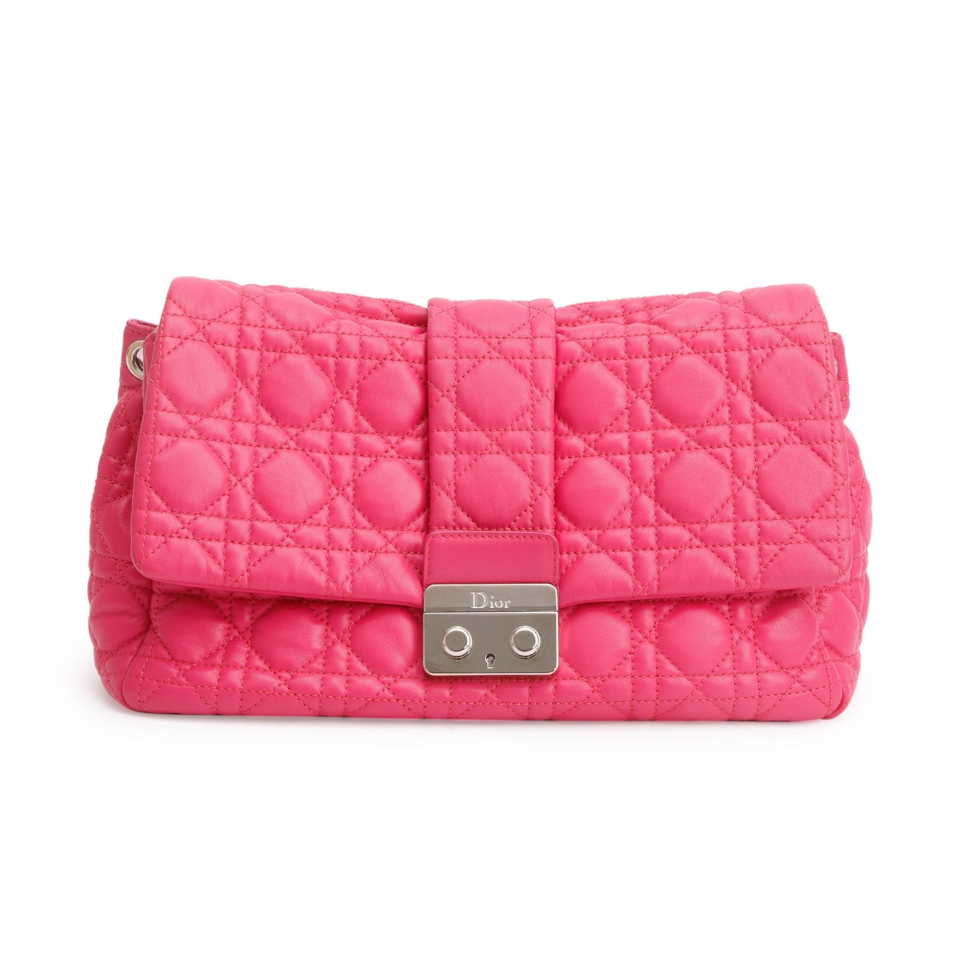 Dior Christian Cannage Calfskin New Lock Bag Leather Pink Travel Bag