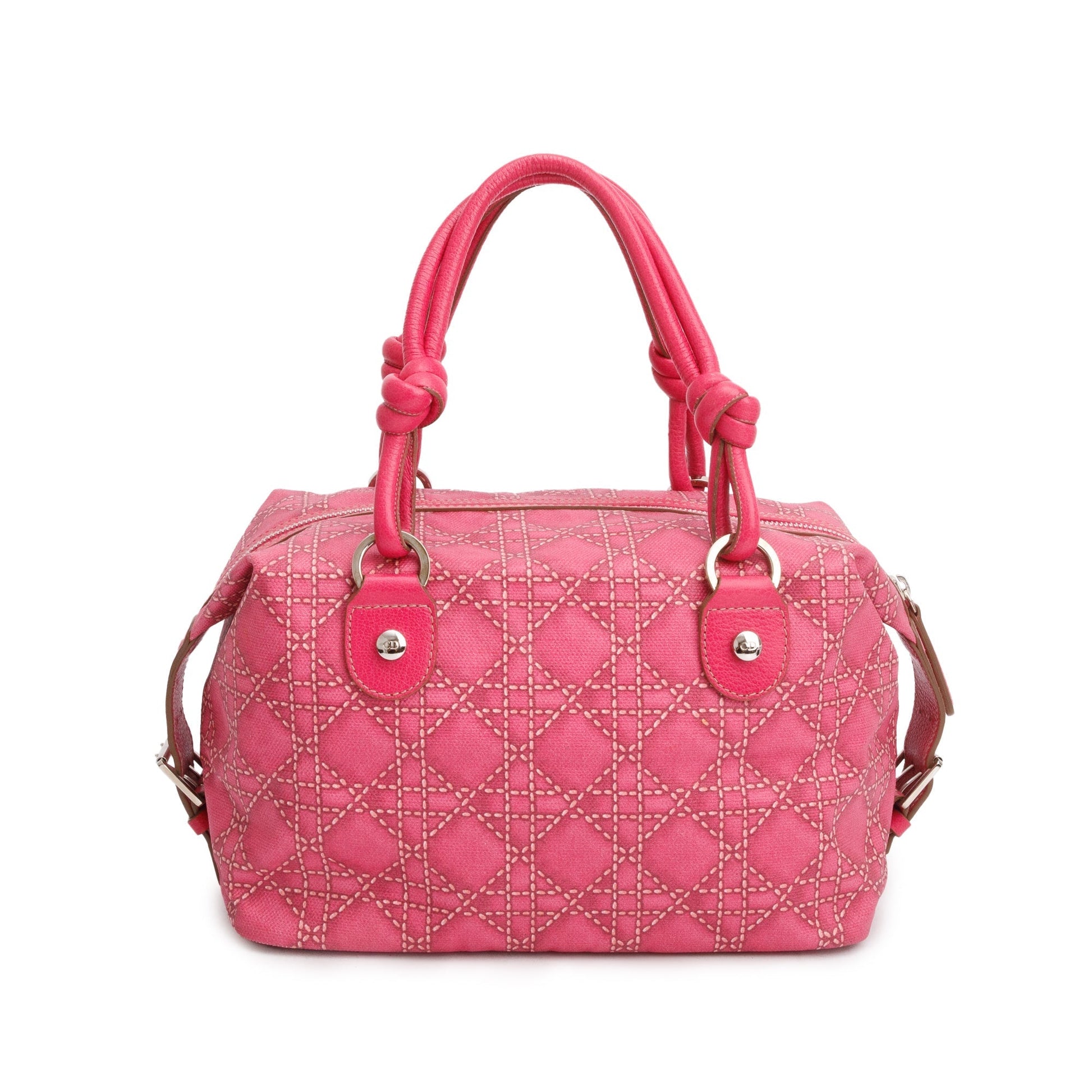 Dior Christian Cannage Coated Shoulder Bag Canvas Pink