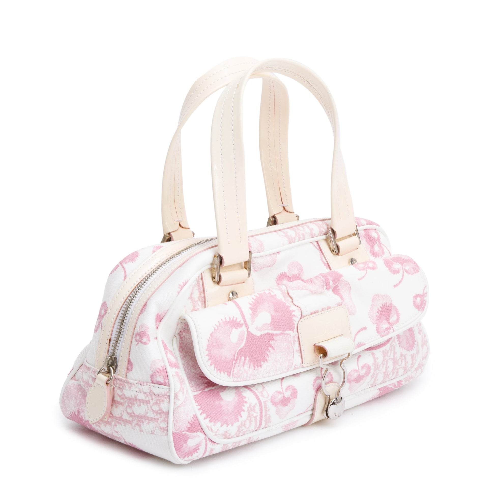 Dior Christian issimo Cherry Blossom Girly Satchel Bag Canvas Pink Travel Bag