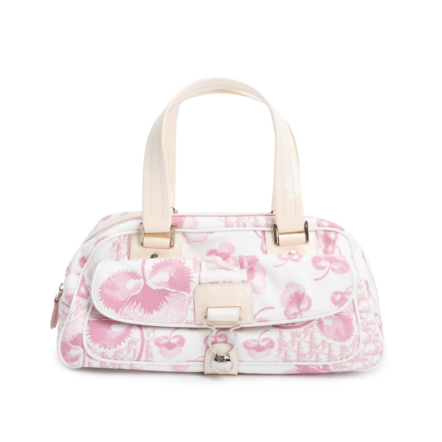 Dior Christian issimo Cherry Blossom Girly Satchel Bag Canvas Pink Travel Bag