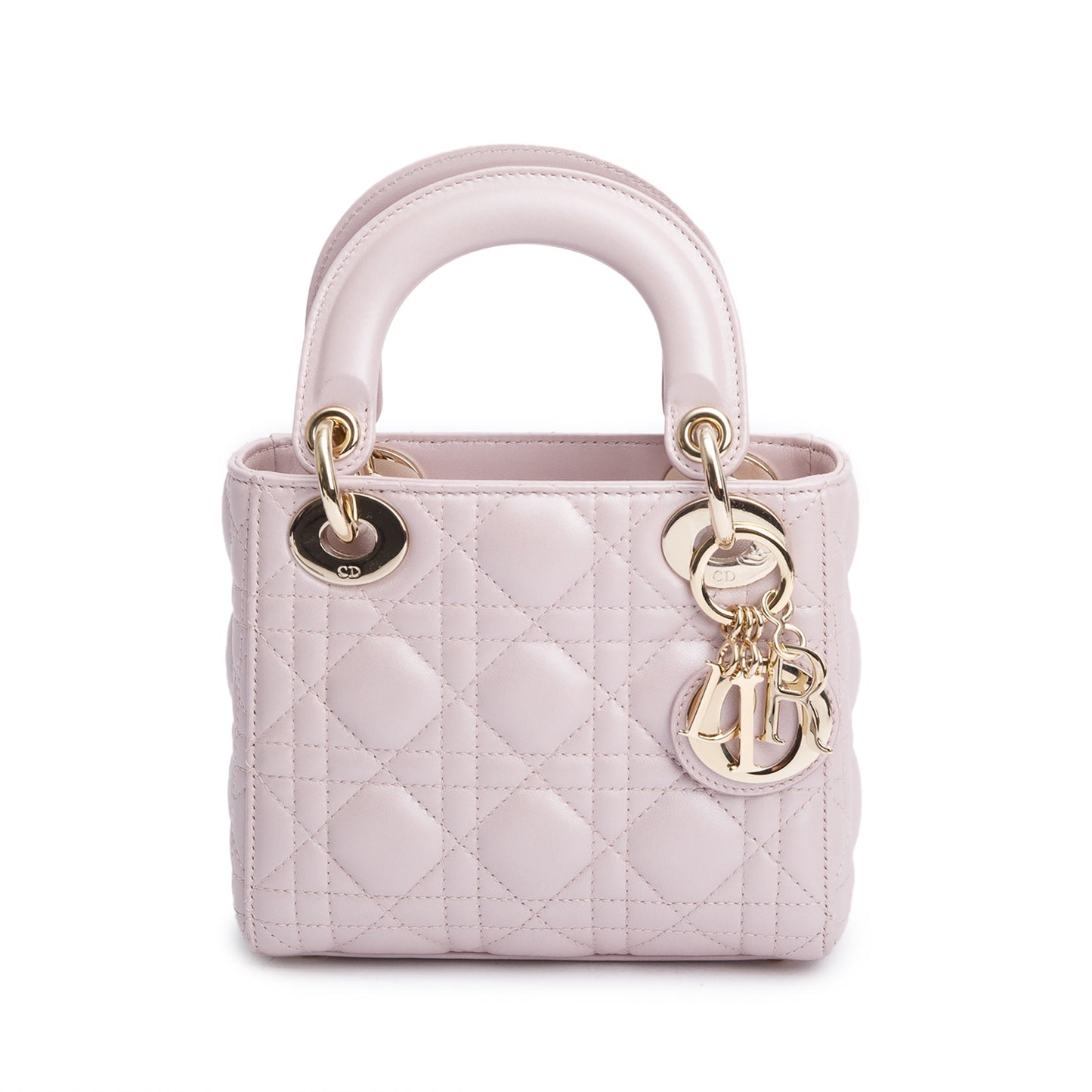 Dior Christian Iridescent Cannage Lady Bag Leather Pink Travel Bag