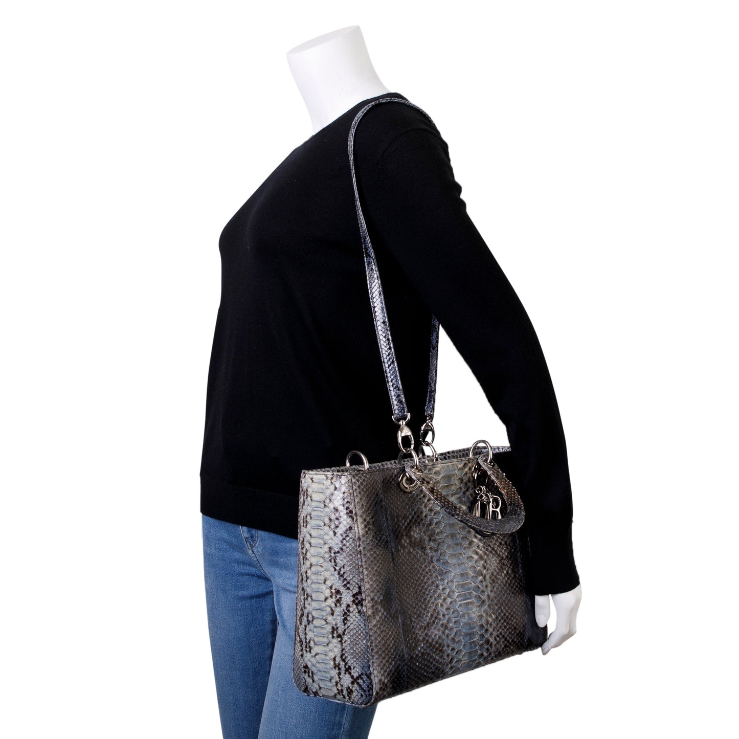 Dior Christian Python Lady Bag Large Travel Bag