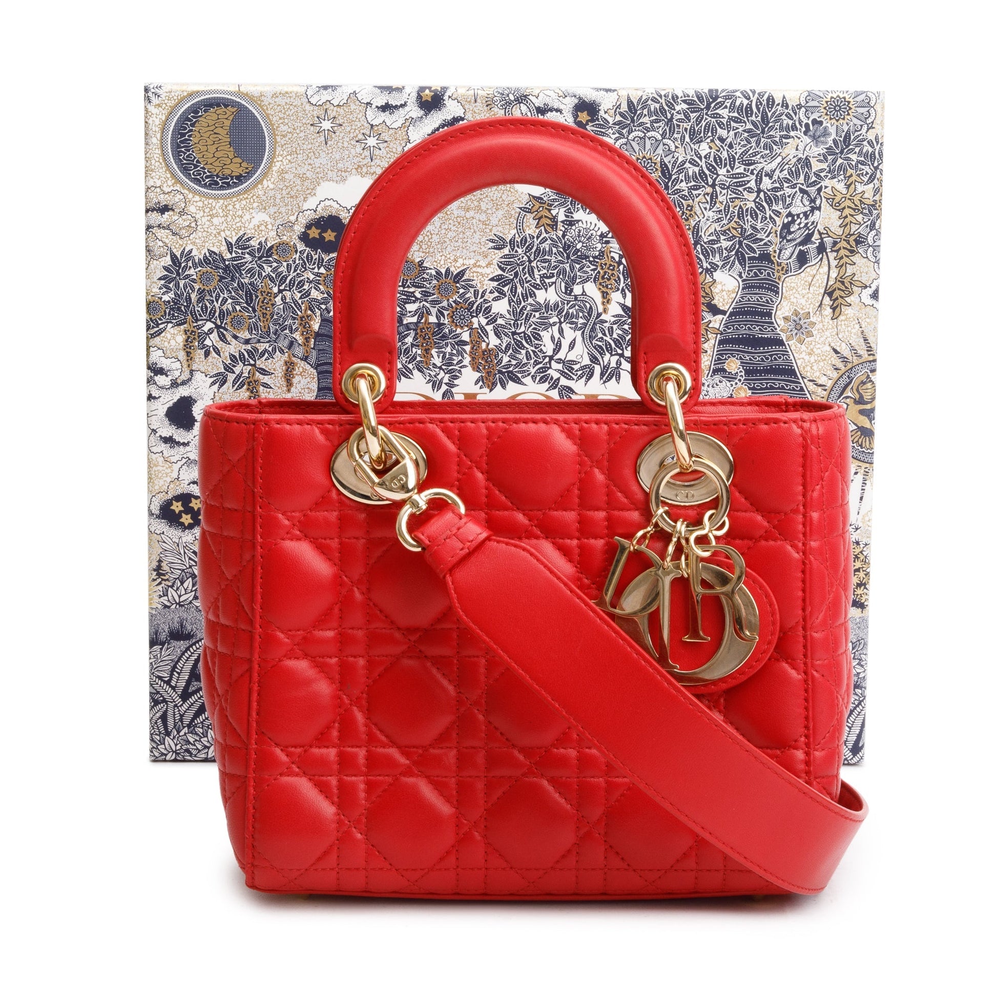 Dior Christian Cannage Lambskin Lady My Abc Bag Leather Red Travel Bag