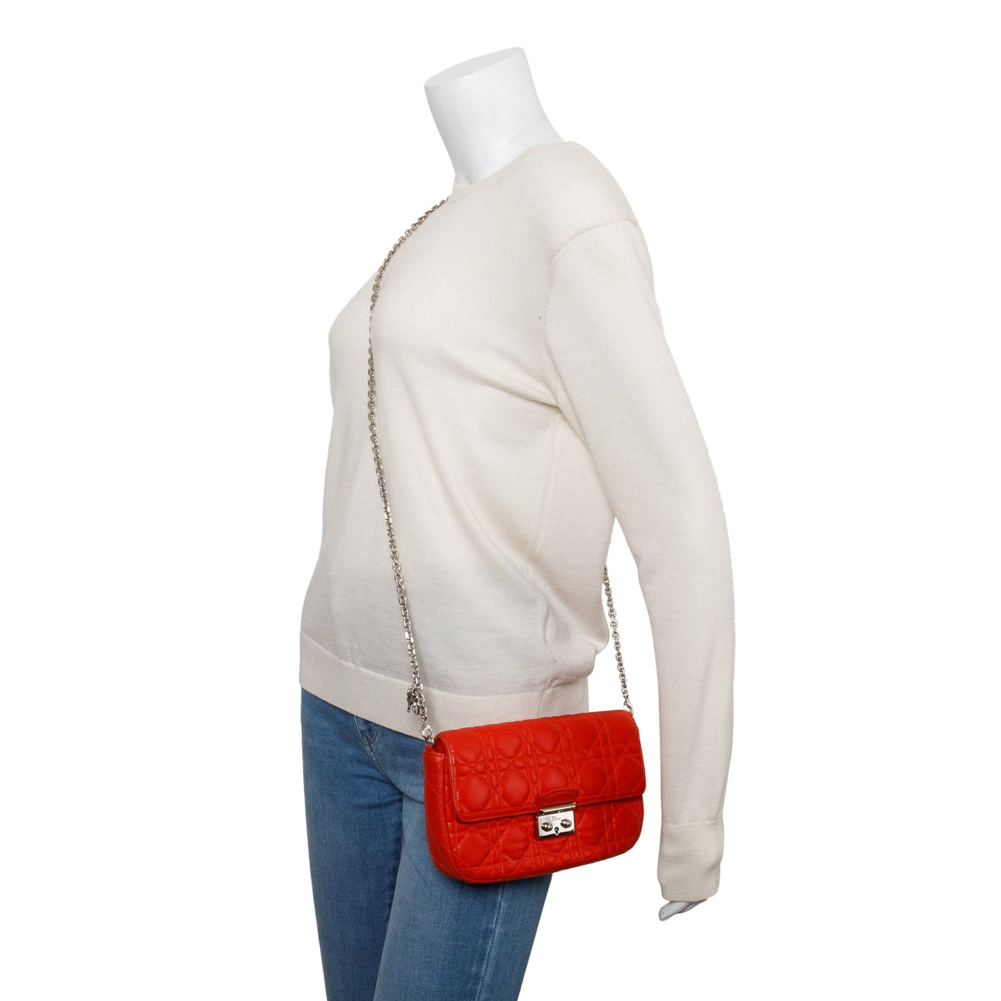 Dior Christian Cannage Miss Promenade Bag Leather Red Travel Bag