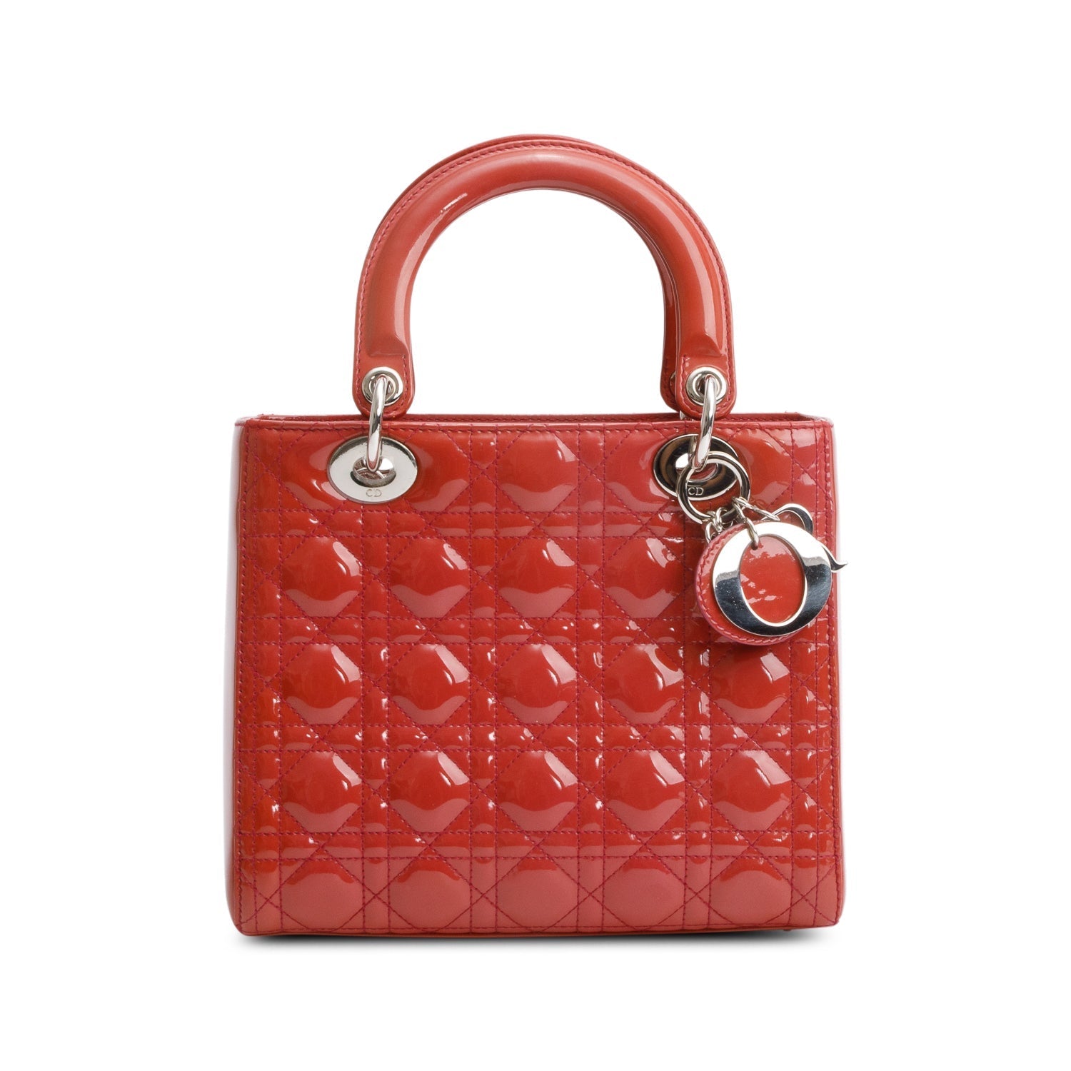 Dior Christian Cannage Patent Lady Bag Leather Red Travel Bag Dior Bag