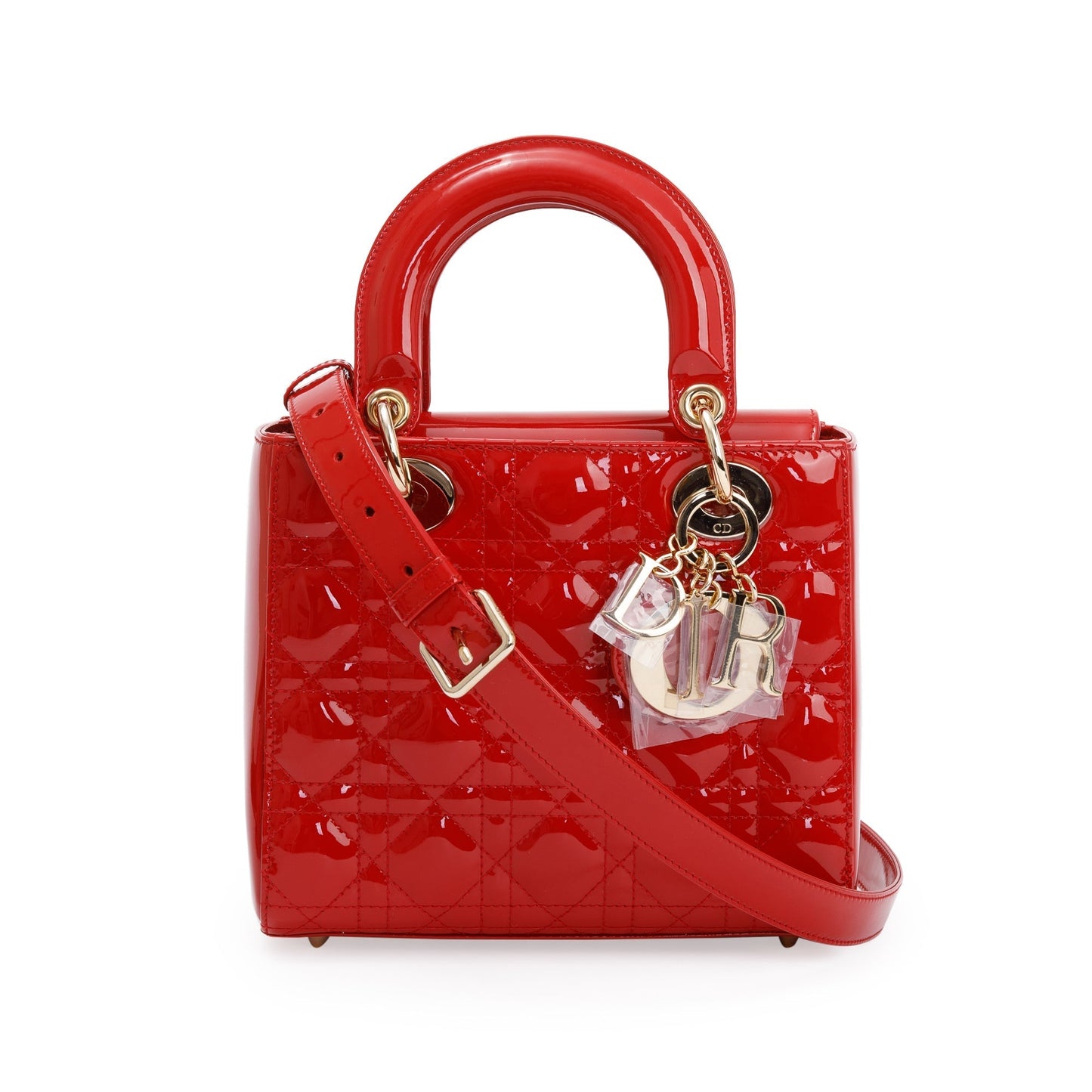 Dior Christian Patent Cannage Lady Bag Leather Red Travel Bag