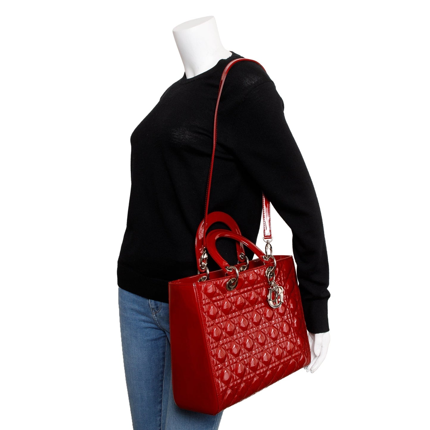 Dior Christian Patent Lady Bag Leather Red Travel Bag Dior Bag