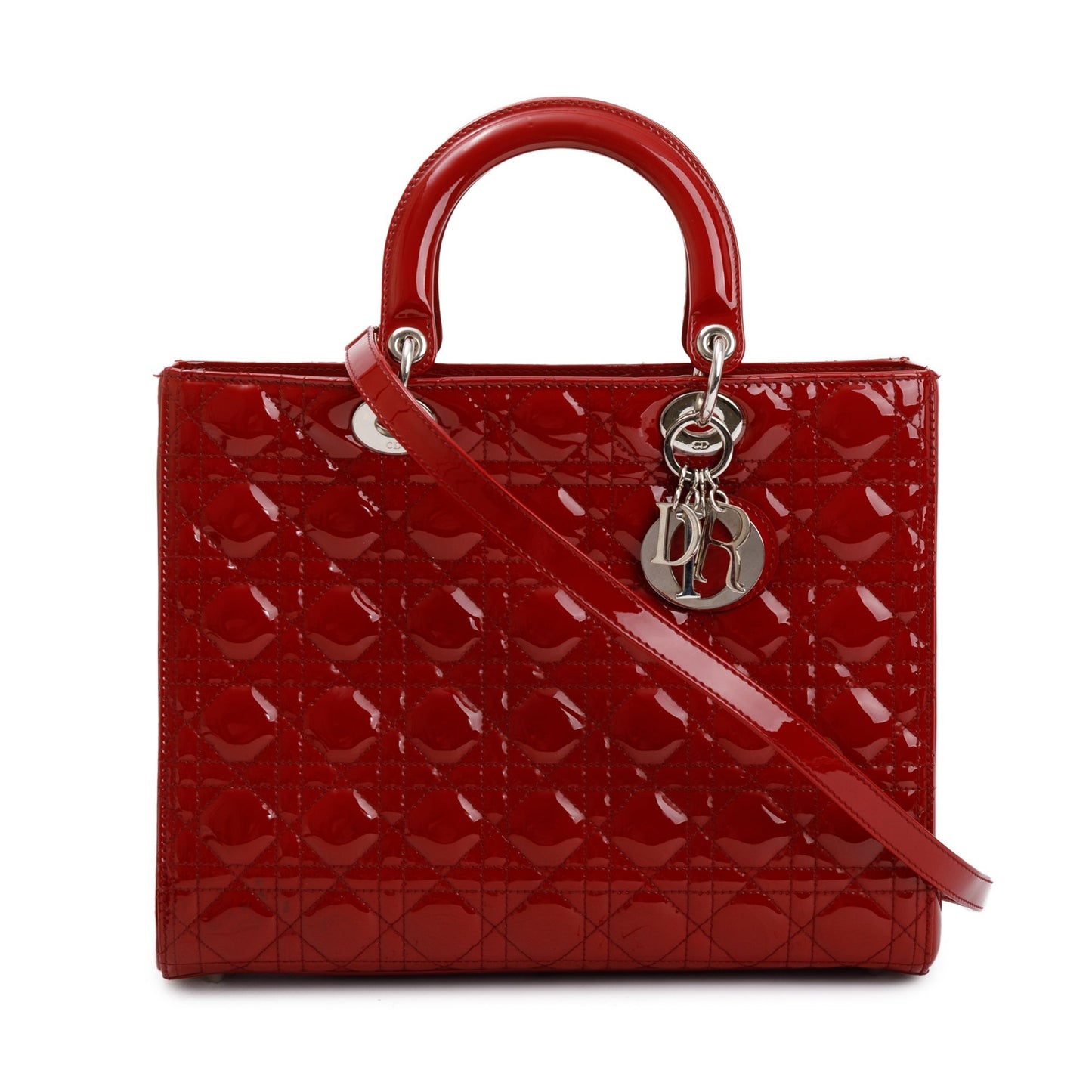 Dior Christian Patent Lady Bag Leather Red Travel Bag Dior Bag
