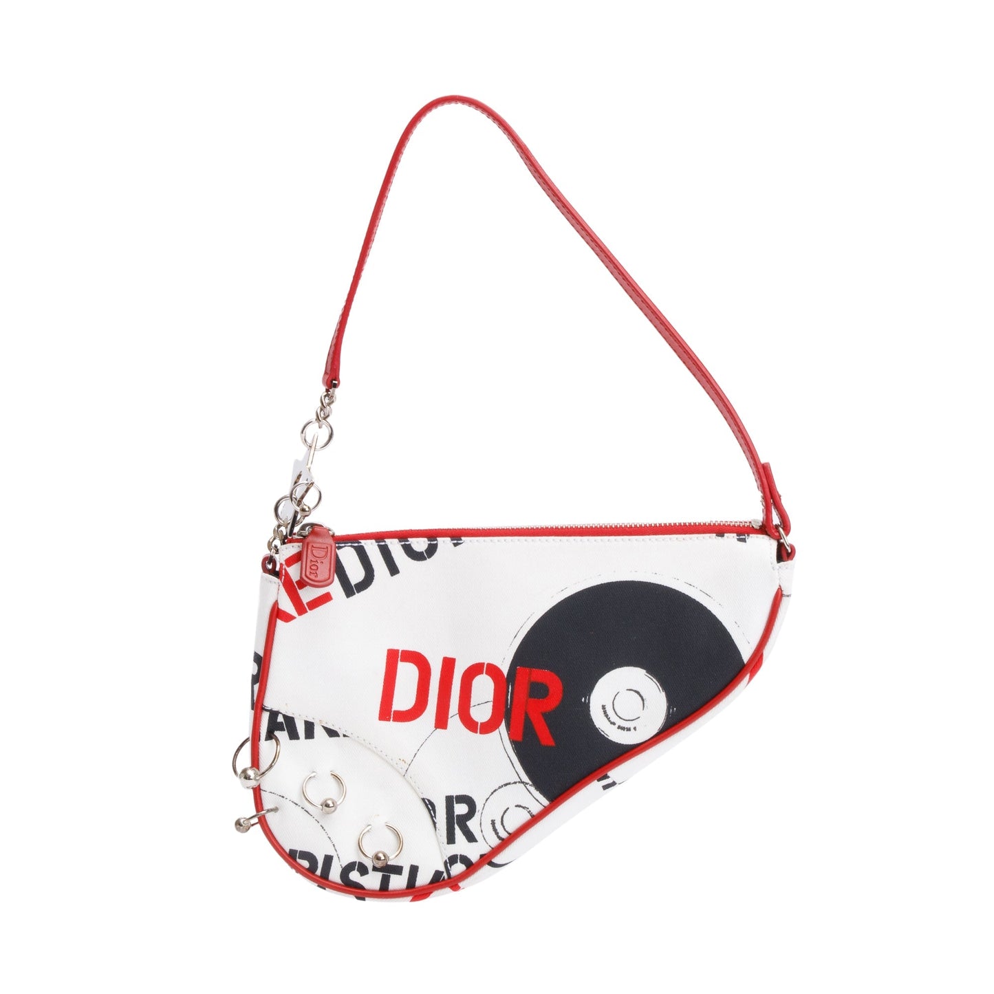 Dior Christian Printed Hardcore Mini Saddle Bag Canvas White Travel Bag