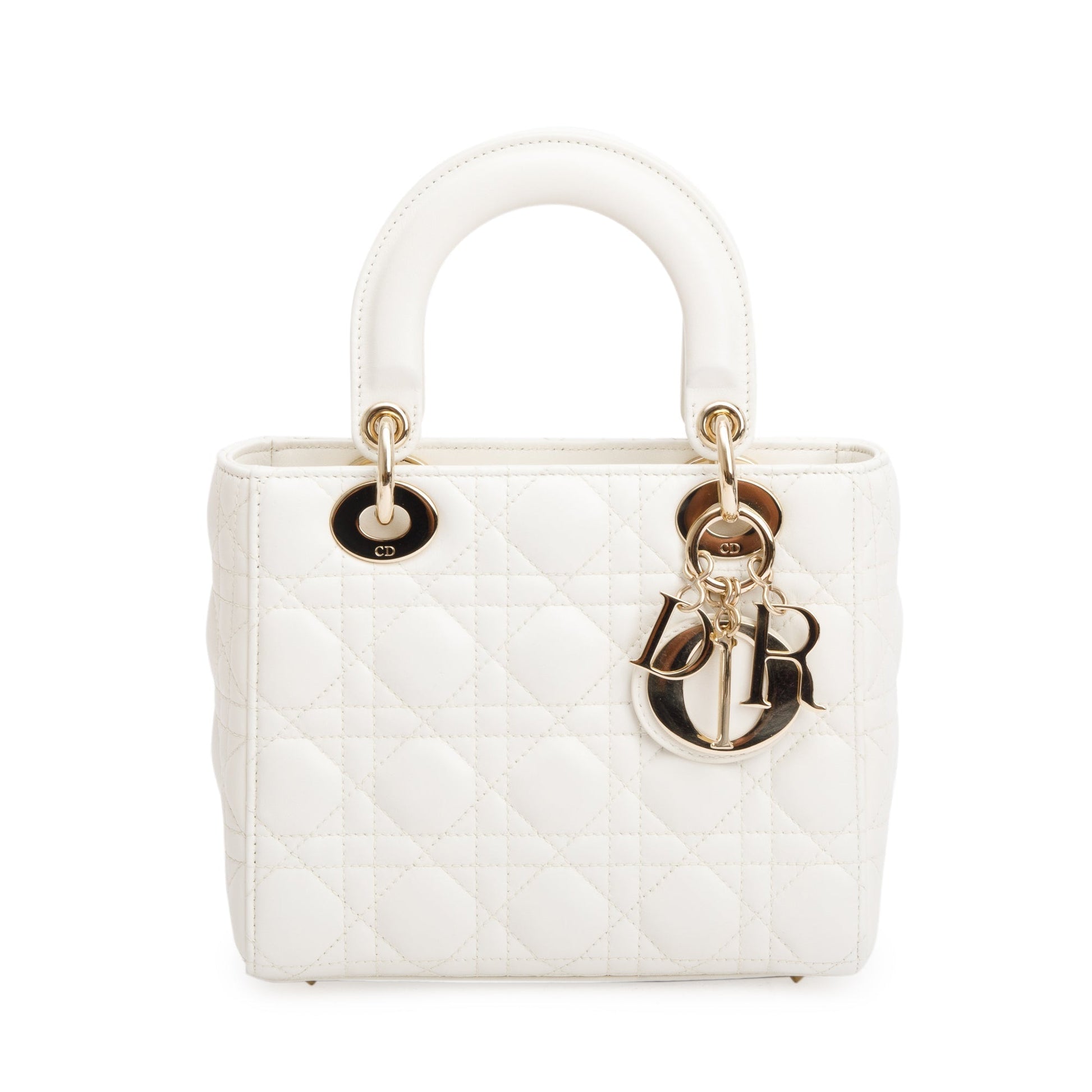 Dior Christian Cannage Lady Bag Leather White Travel Bag