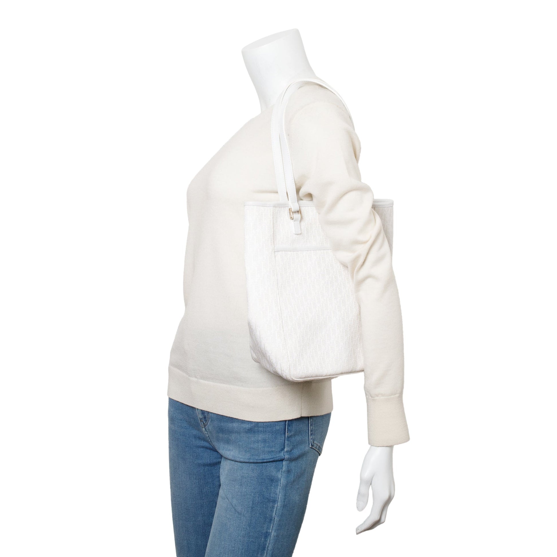 Dior Christian issimo Tote Handbag Canvas White Tote Bag