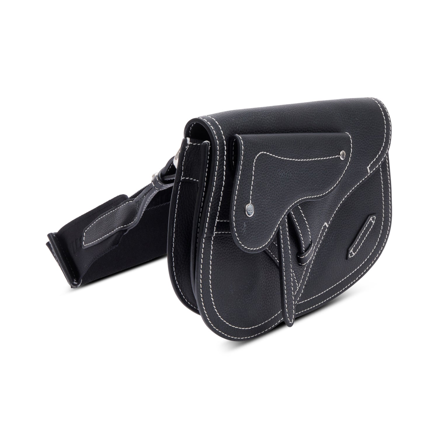Dior Christian X Kaws Calfskin Double Saddle Bag Leather Travel Bag