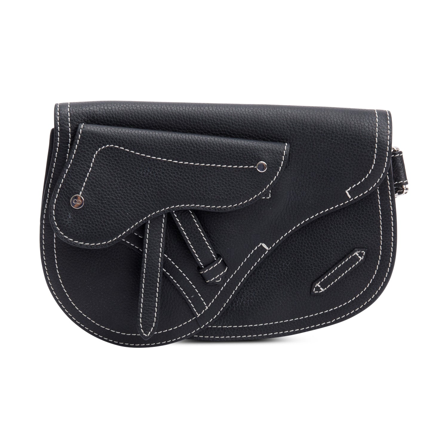 Dior Christian X Kaws Calfskin Double Saddle Bag Leather Travel Bag