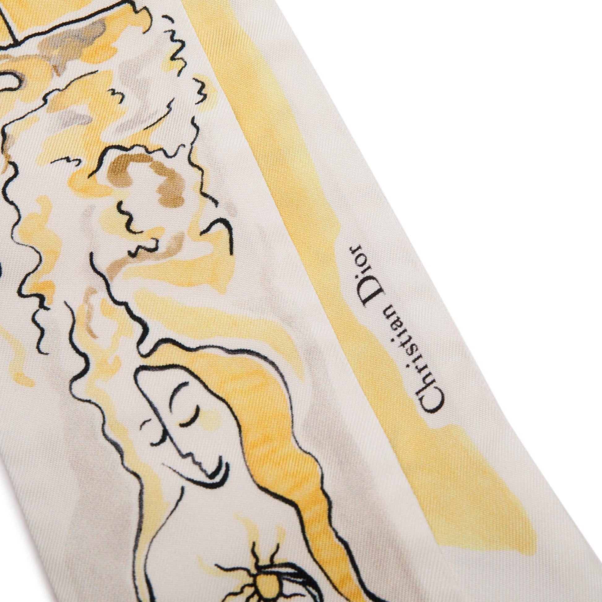 Dior Christian Yellow La Papesse Silk Twilly Handbag Travel Bag