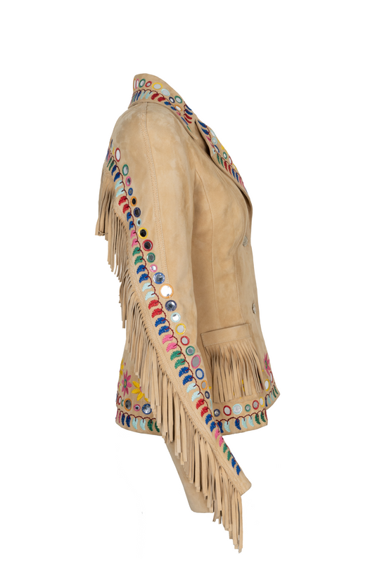 Dior Fringed Jacket Leather Suede Embroidered Handbag