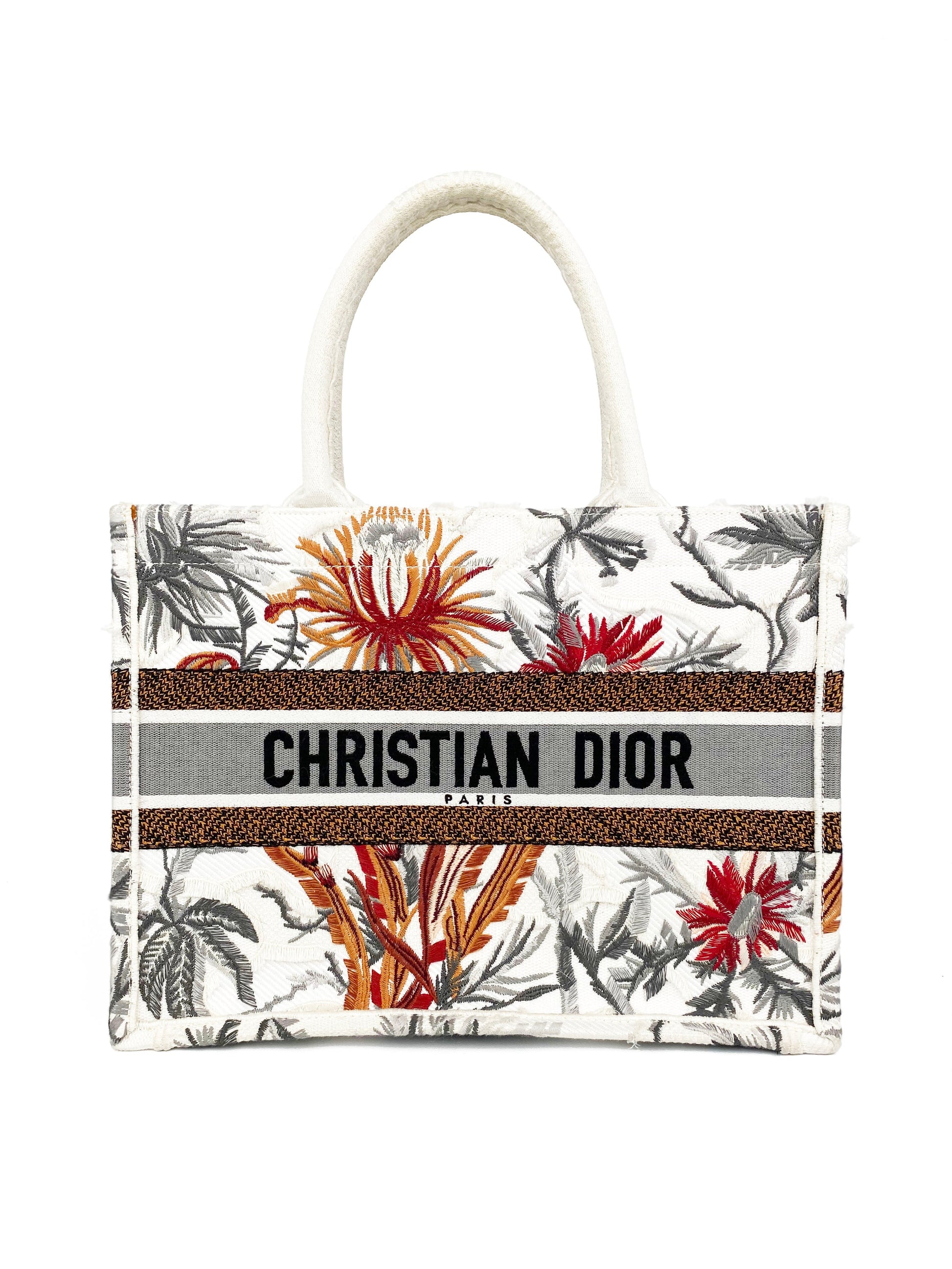 Dior Tote Bag Christian Limited Edition Flower Accents Book White