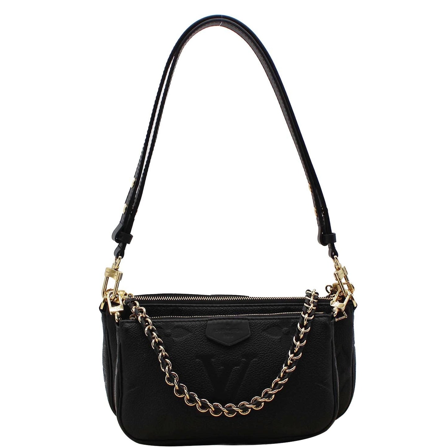 Louis Multi Pochette Empreinte Accessories Bag Leather Black Travel Bag