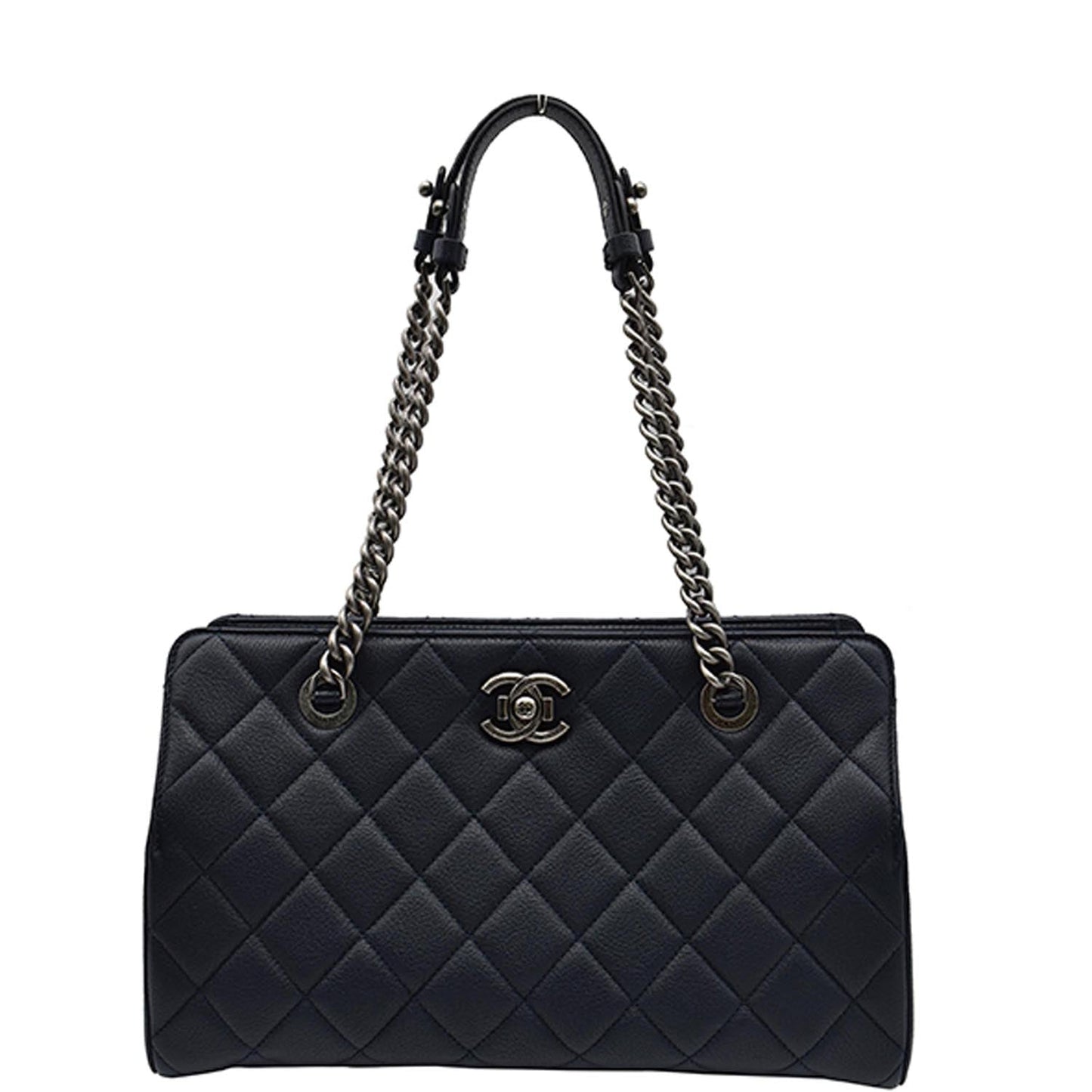 Chanel City Rock Quilted Shopping Leather Blue Travel Bag