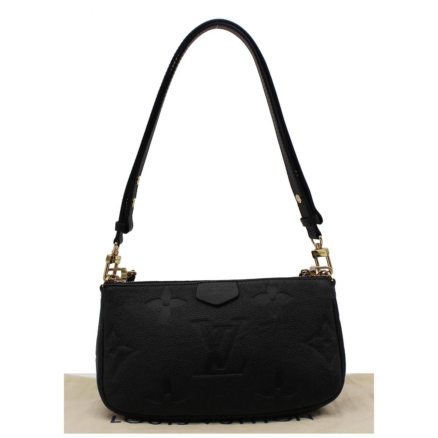 Louis Multi Pochette Empreinte Accessories Bag Leather Black Travel Bag