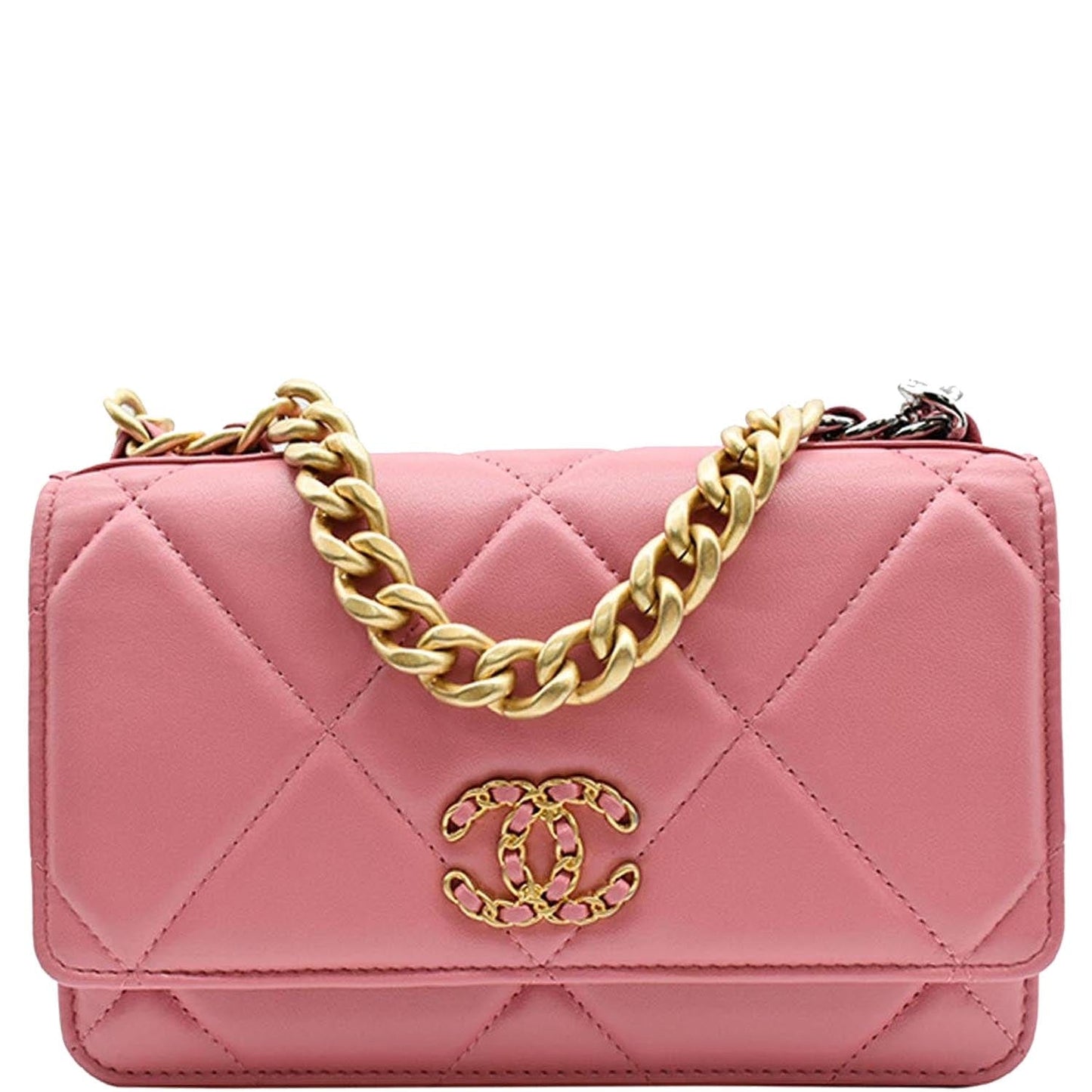 Chanel 19 CC WOC On Leather Pink Wallet Case