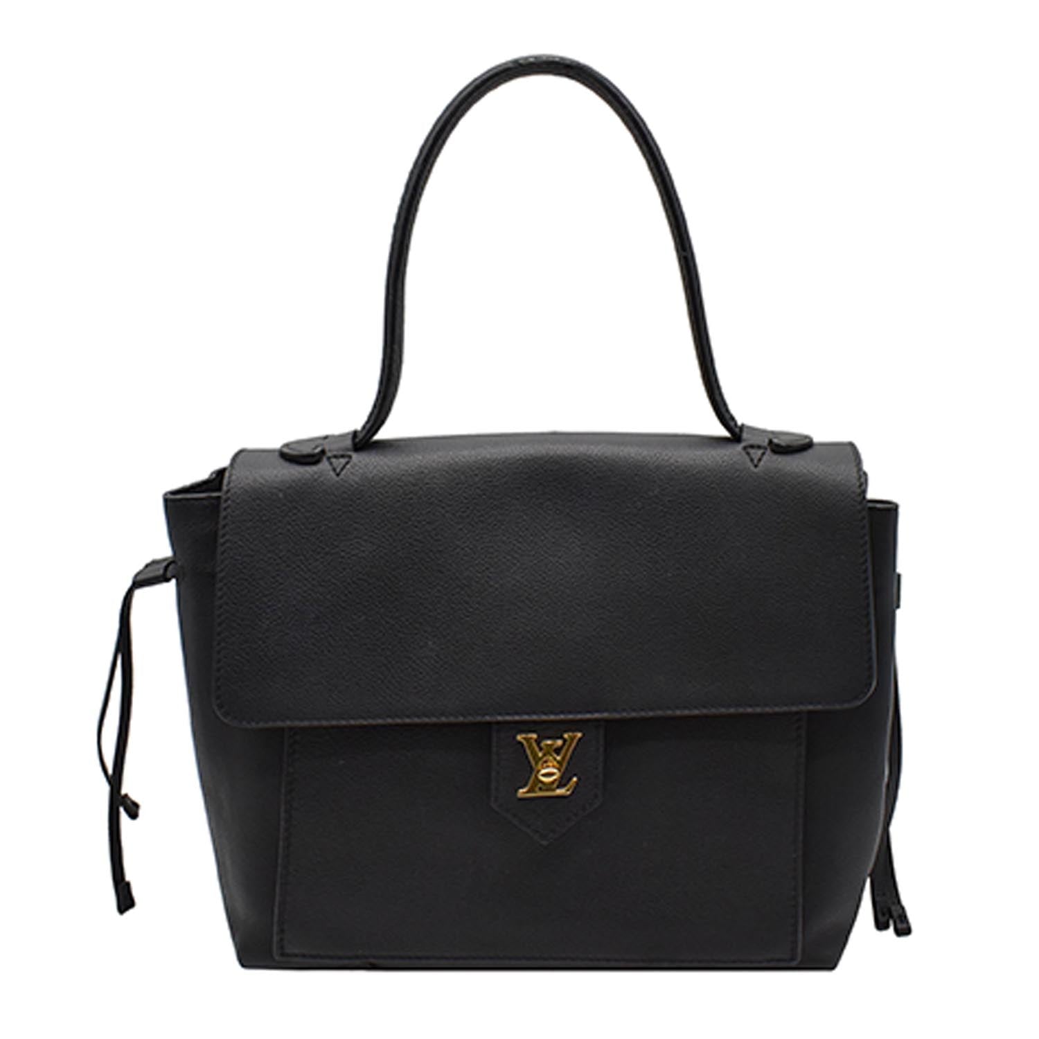Louis Women Lockme Mm Satchel Bag Leather Black Travel Bag