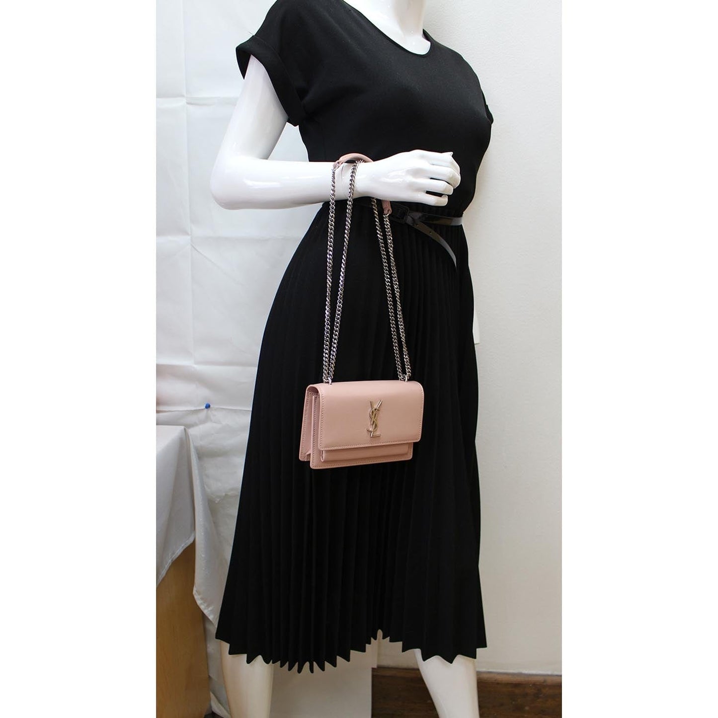 YSL Saint Laurent Saint Sunset Medium Shoulder Bag Leather Monogram Bag Pink