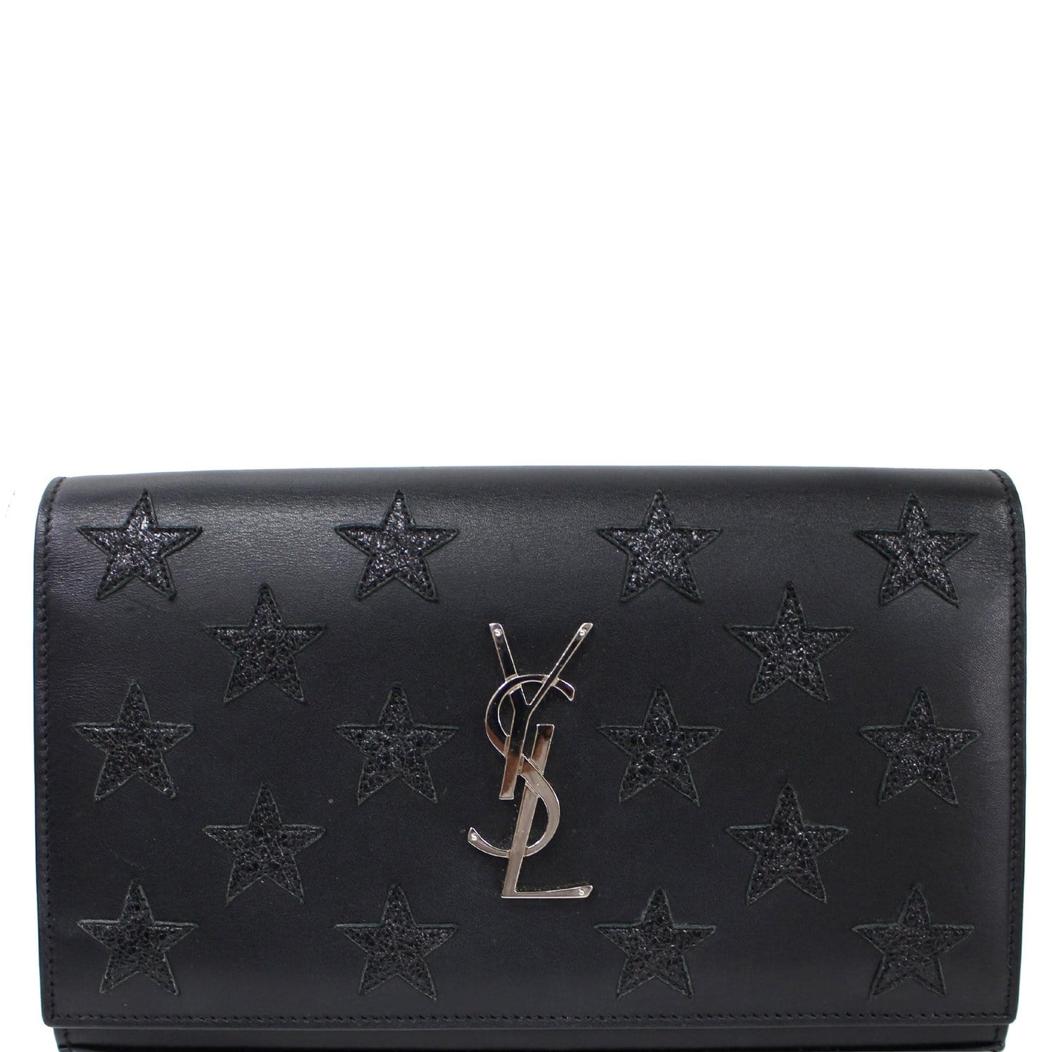 YSL Saint Laurent Saint Kate Stars Clutch Crossbody Bag Leather Black