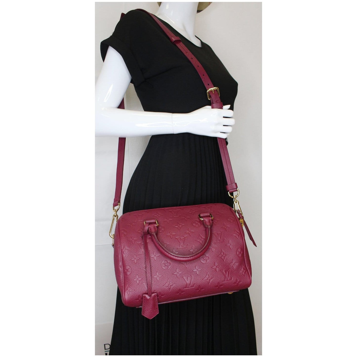 Louis Speedy Bandouliere Empreinte Shoulder Bag Mulberry Leather
