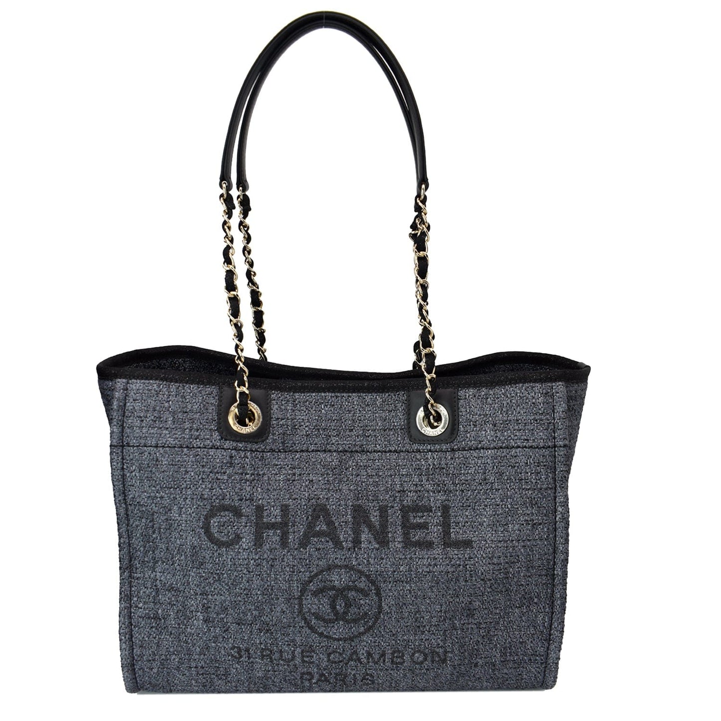Chanel Deauville Lurex Boucle Tote Bag Grey Canvas Small