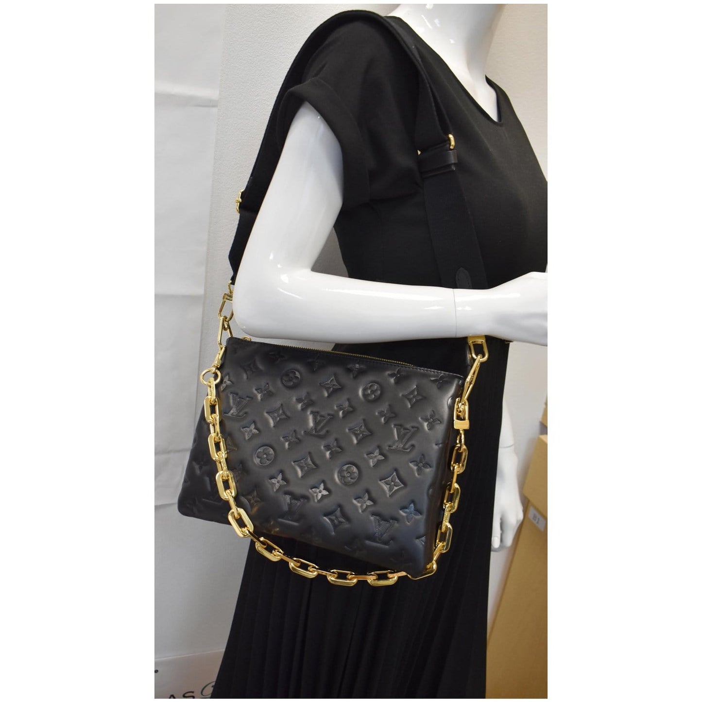 Louis Coussin Pm Embossed Shoulder Bag Monogram Black