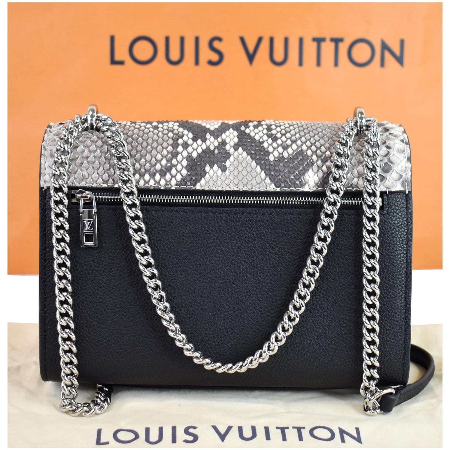 Louis Mylockme Bb Python Crossbody Bag Leather Black Bag Black