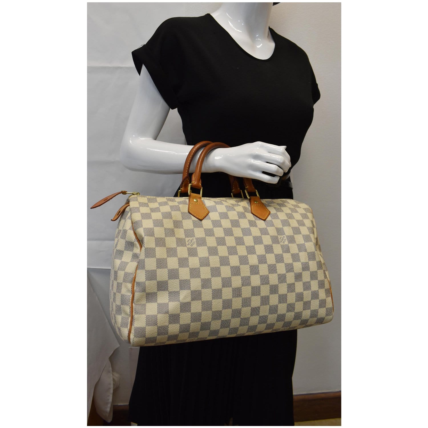 Louis Speedy Damier Azur Satchel Bag White Travel Bag