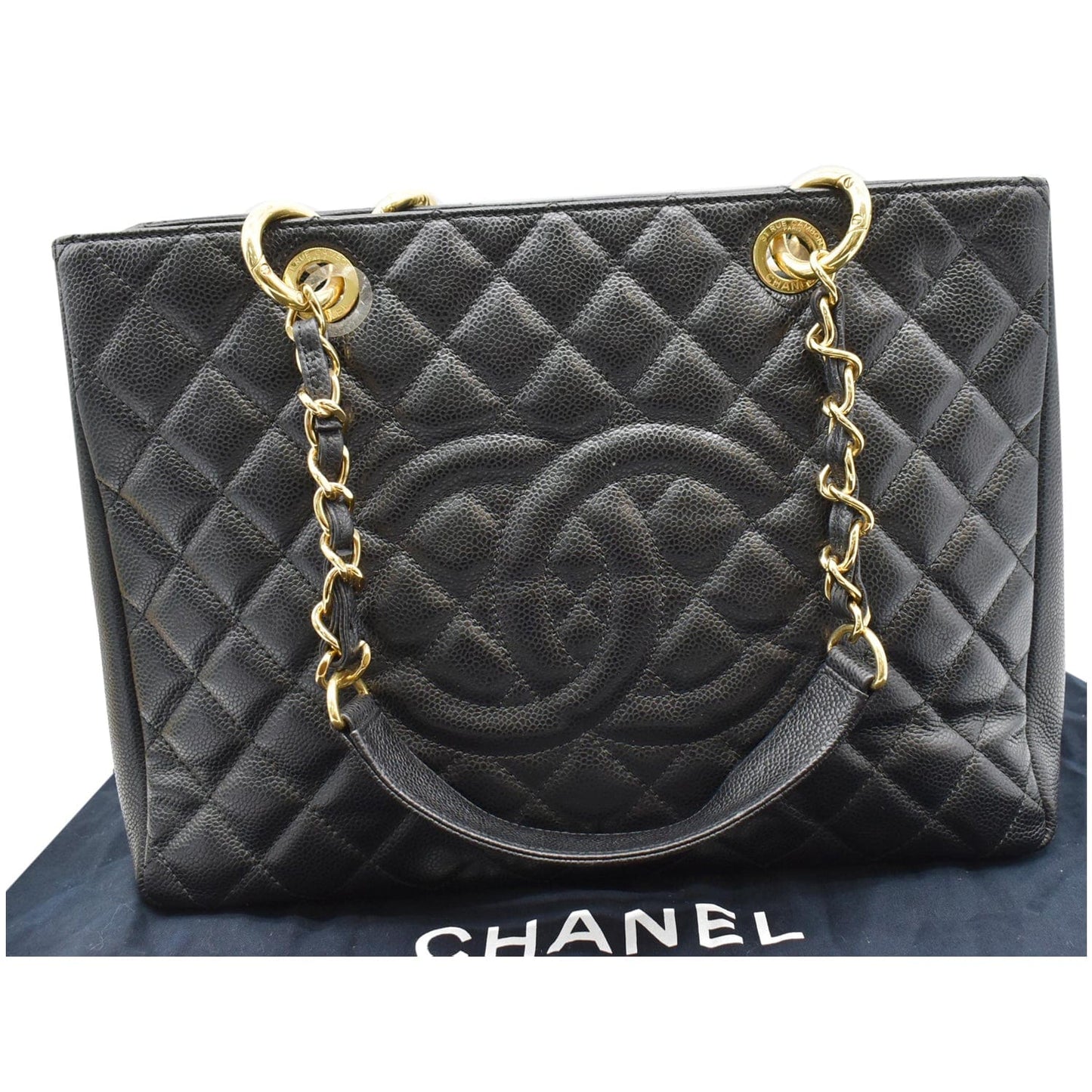 Chanel Grand Shopping Gst Caviar Tote Bag Leather Black