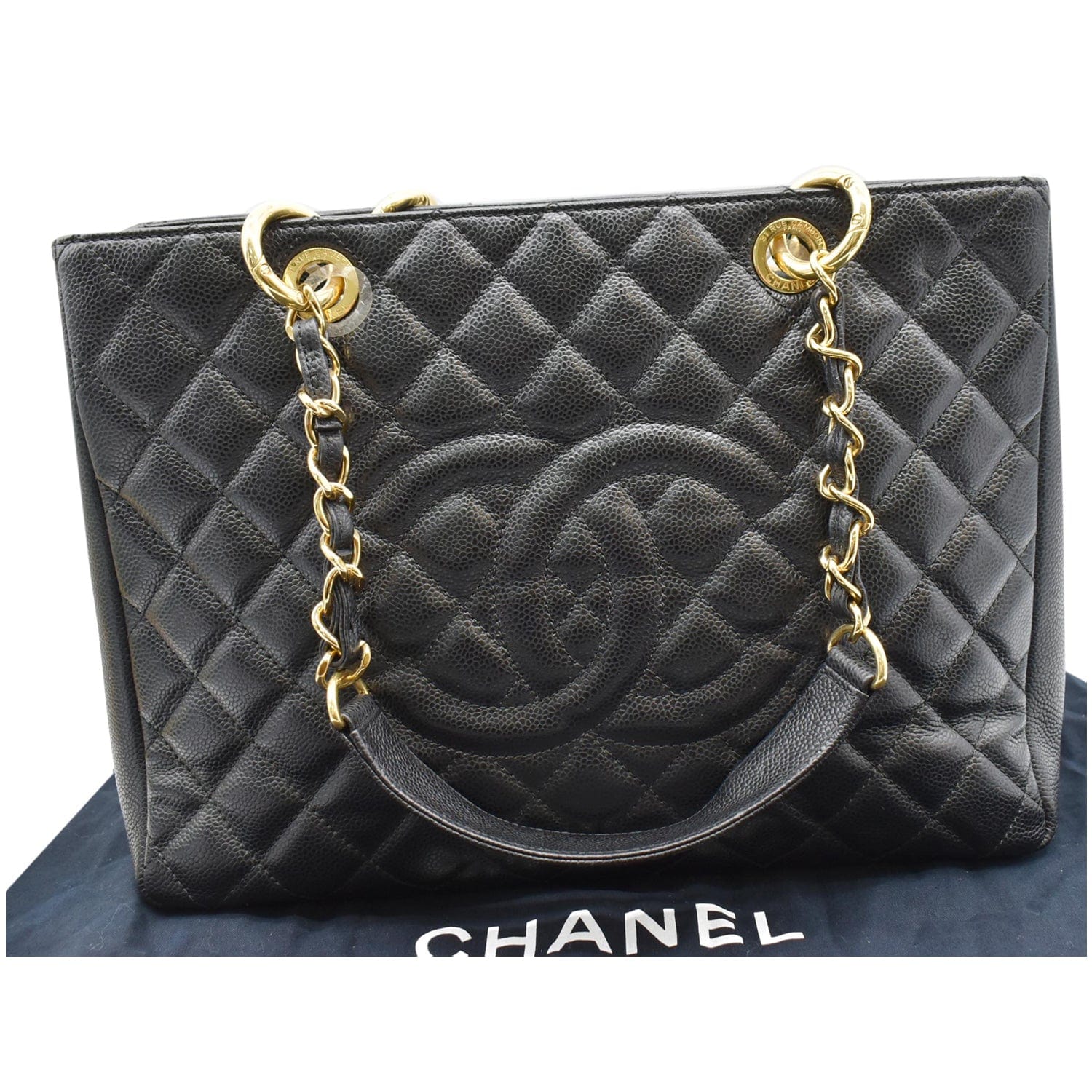 Chanel Grand Shopping Gst Caviar Tote Bag Leather Black