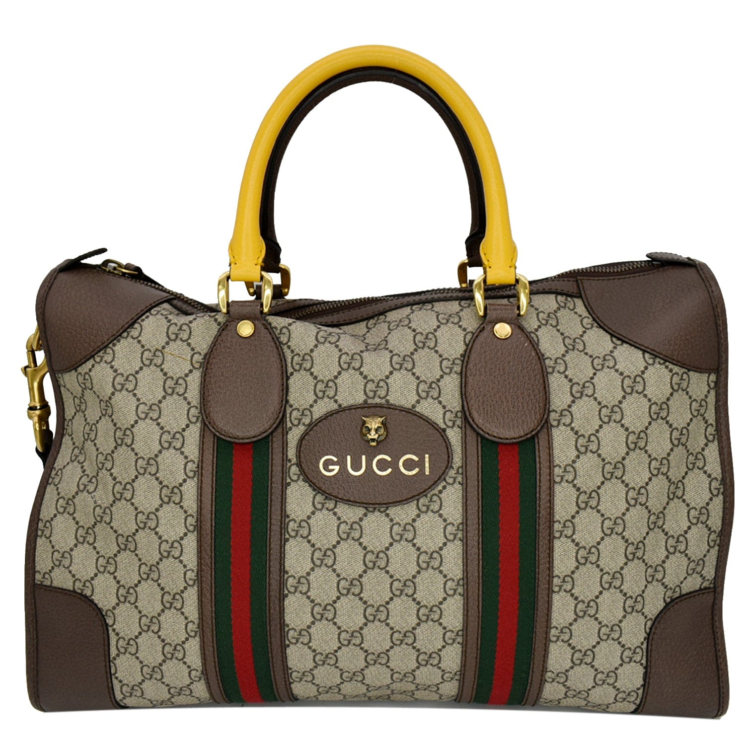 Gucci Neo Supreme Web Duffel Travel Bag Monogram Beige