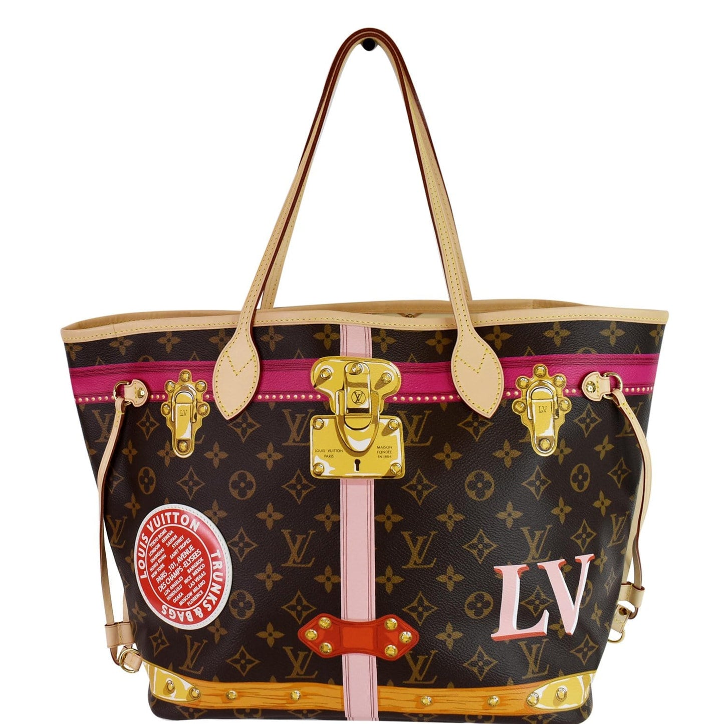 Louis Neverfull Mm Summer Trunk Shoulder Bag Canvas Monogram