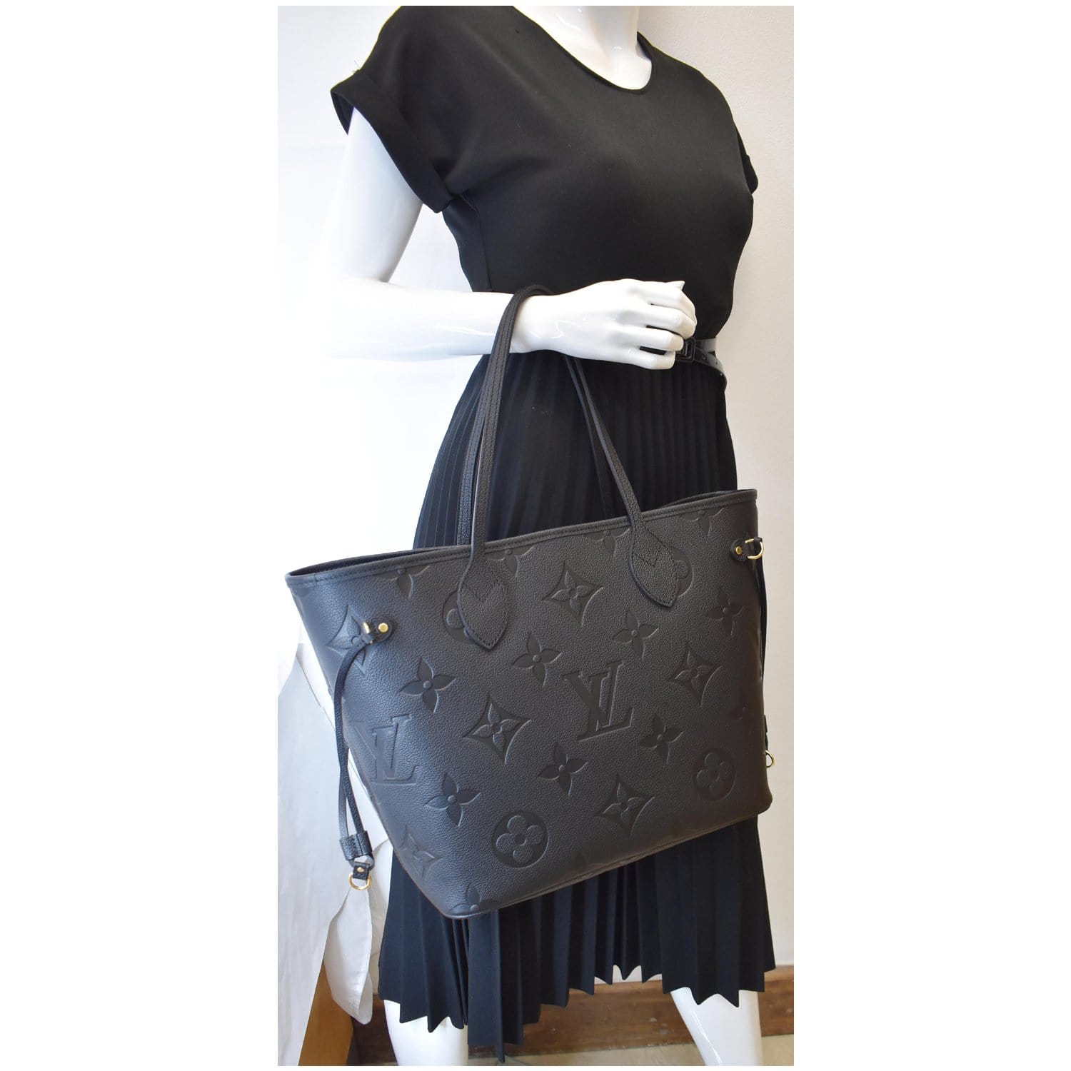 Louis Neverfull Mm Empreinte Tote Bag Monogram Black Shoulder Bag