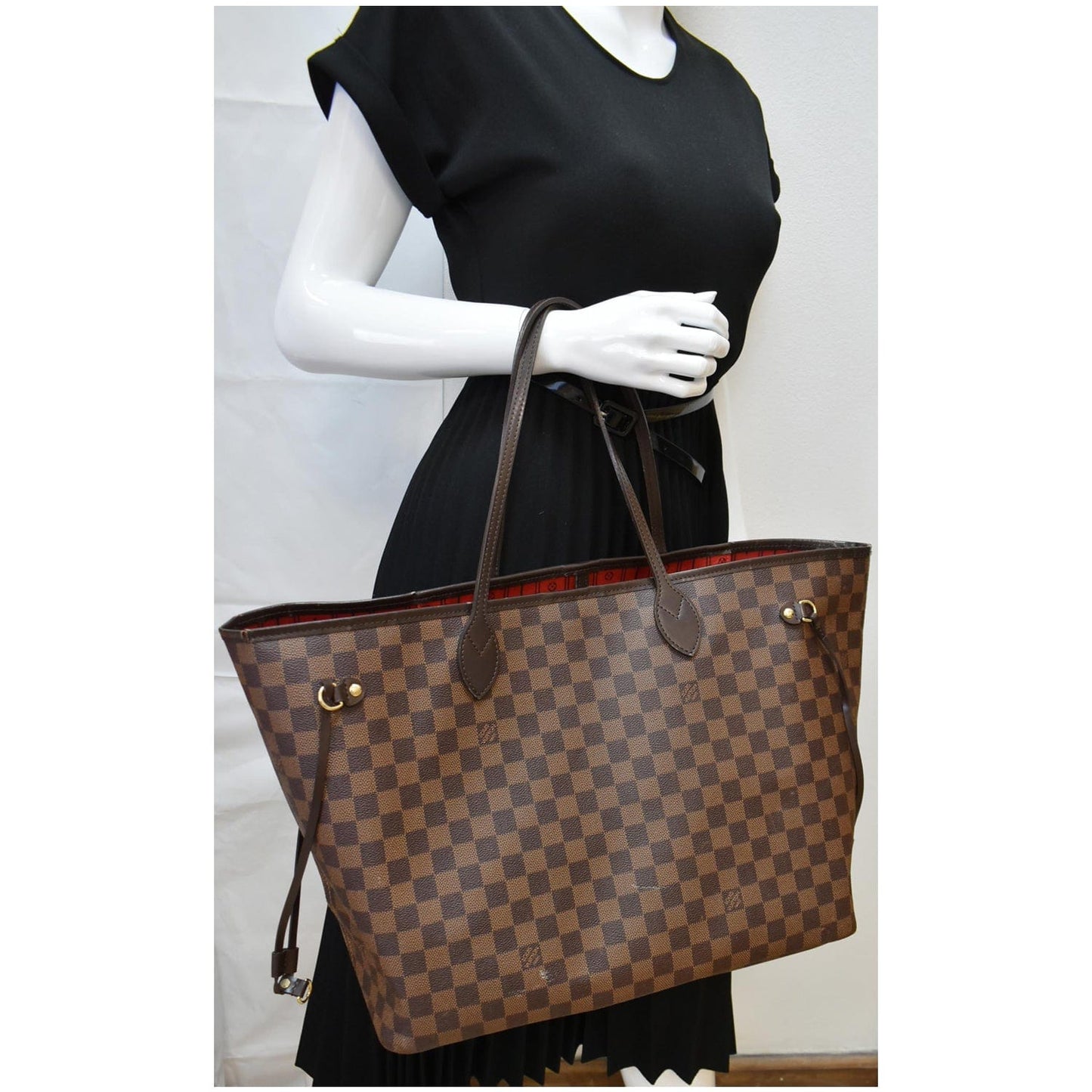 Louis Neverfull Gm Damier Ebene Tote Bag Brown