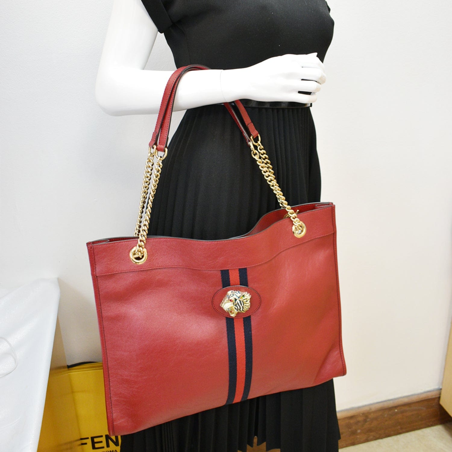 Gucci Rajah Tote Shoulder Bag Hot Deals Leather Red