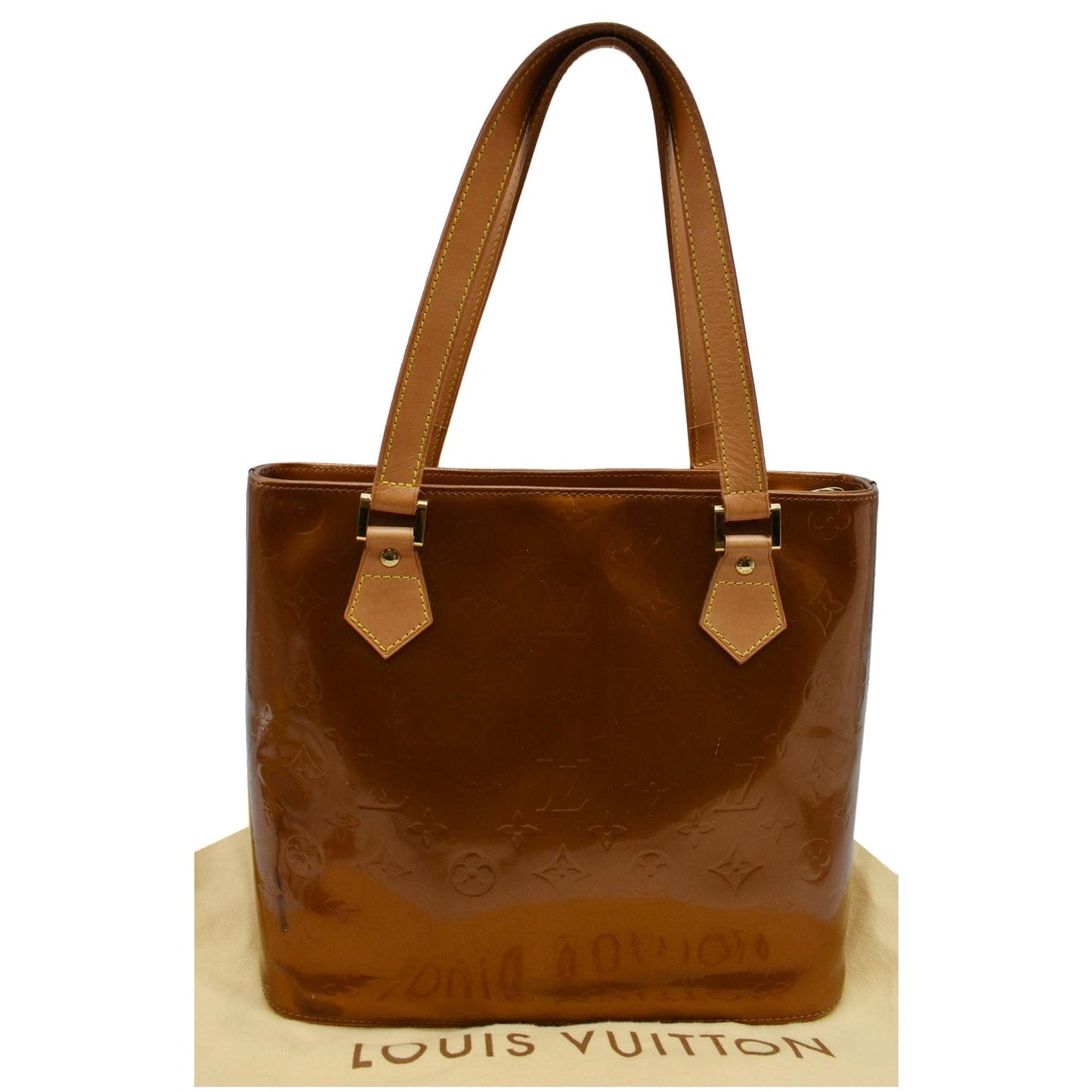 Louis Houston Vernis Tote Bag Bronze Leather Monogram